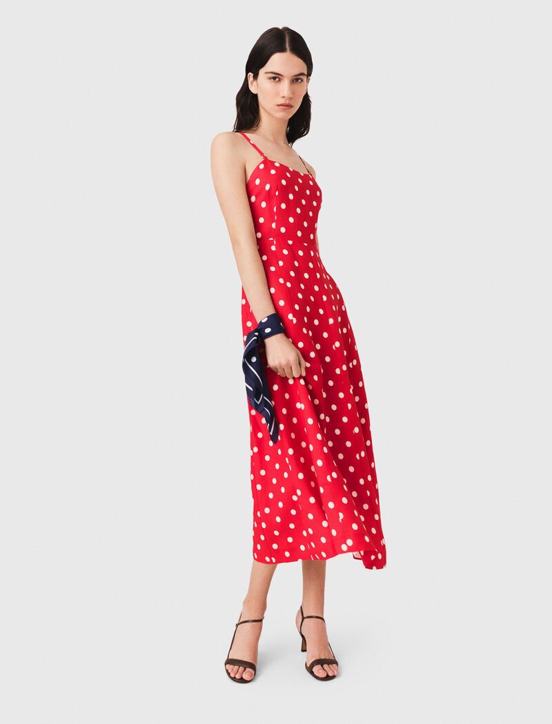 Maje - Đầm maxi hở lưng linen pha