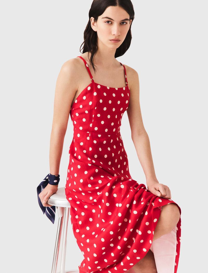 Maje - Đầm maxi hở lưng linen pha
