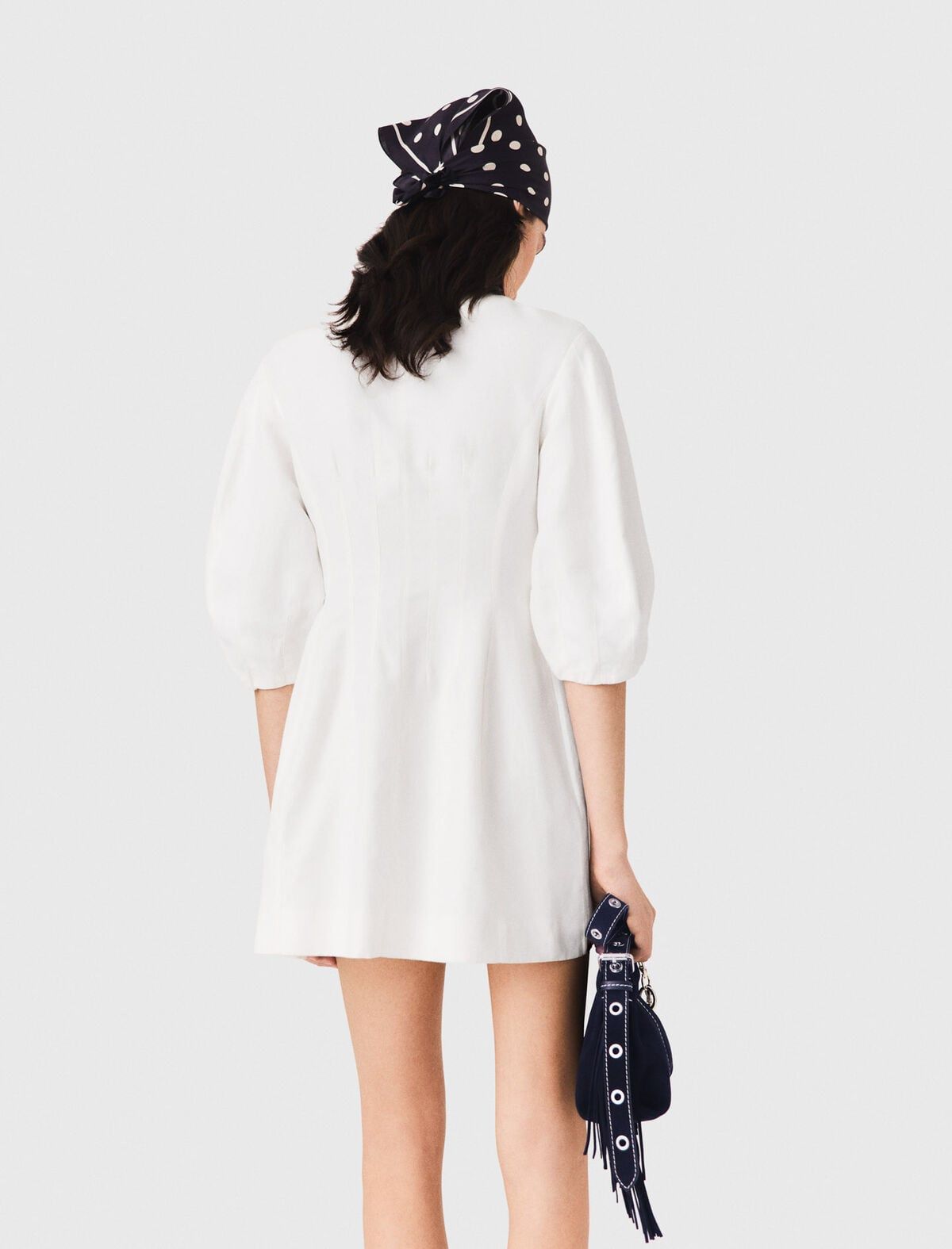 Maje - Đầm ngắn vải linen pha