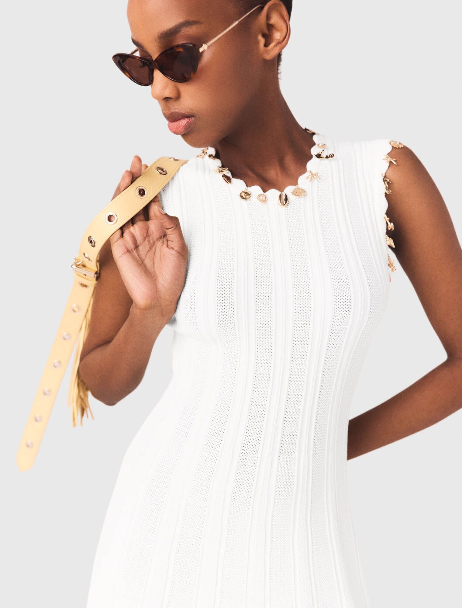 Đầm dệt kim maxi đính charm