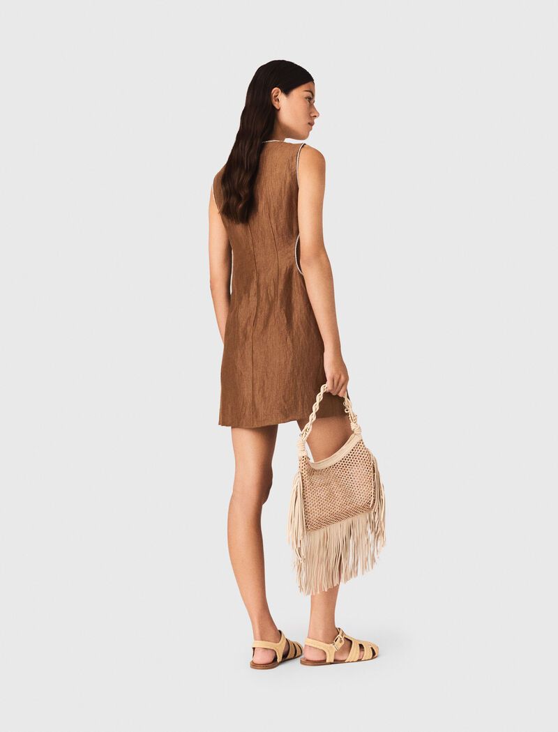 Maje - Đầm ngắn vải linen pha
