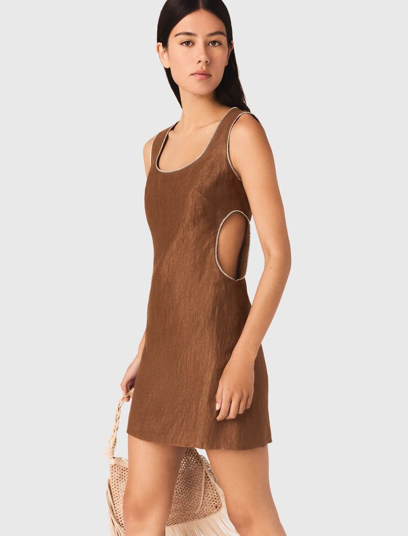 Maje - Đầm ngắn vải linen pha
