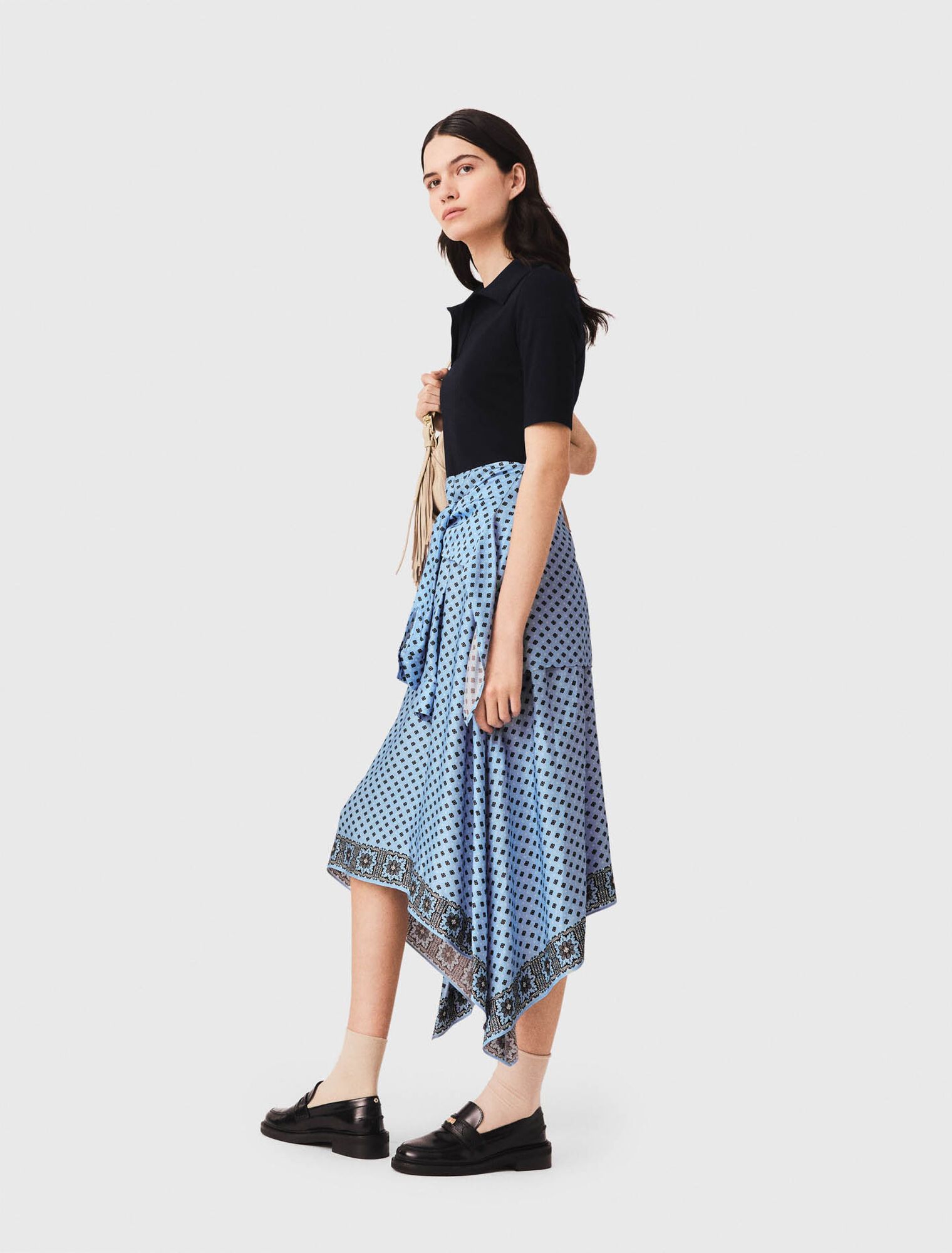 Maje - Đầm 2 trong 1 phối chân váy scarf