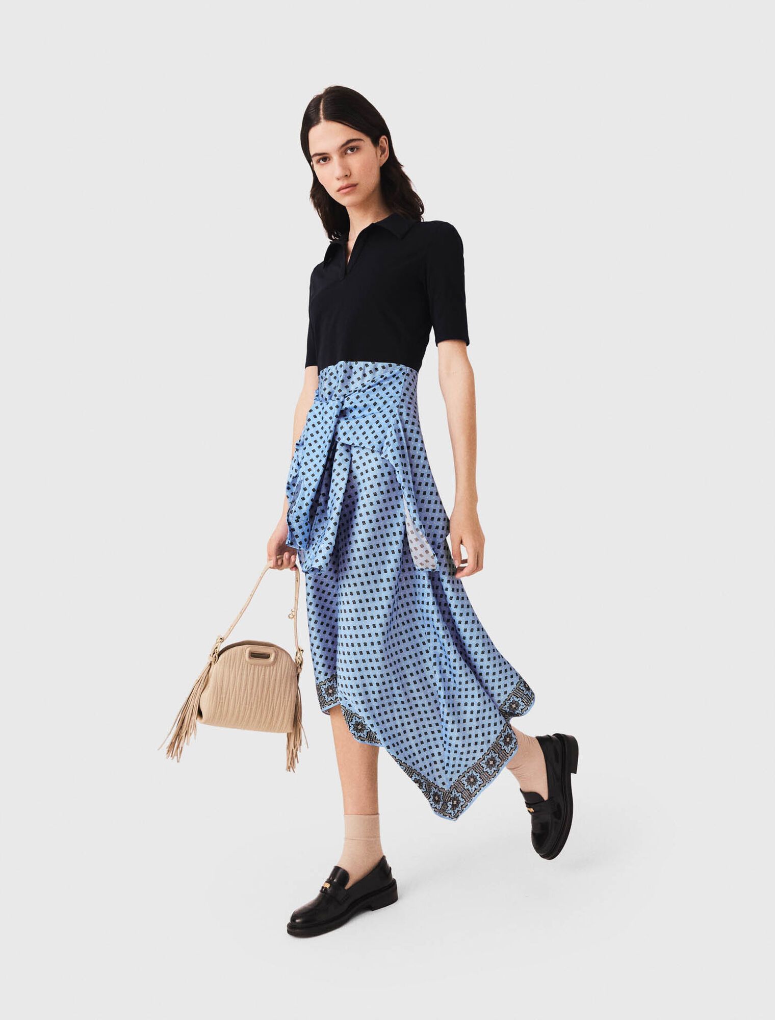Maje - Đầm 2 trong 1 phối chân váy scarf