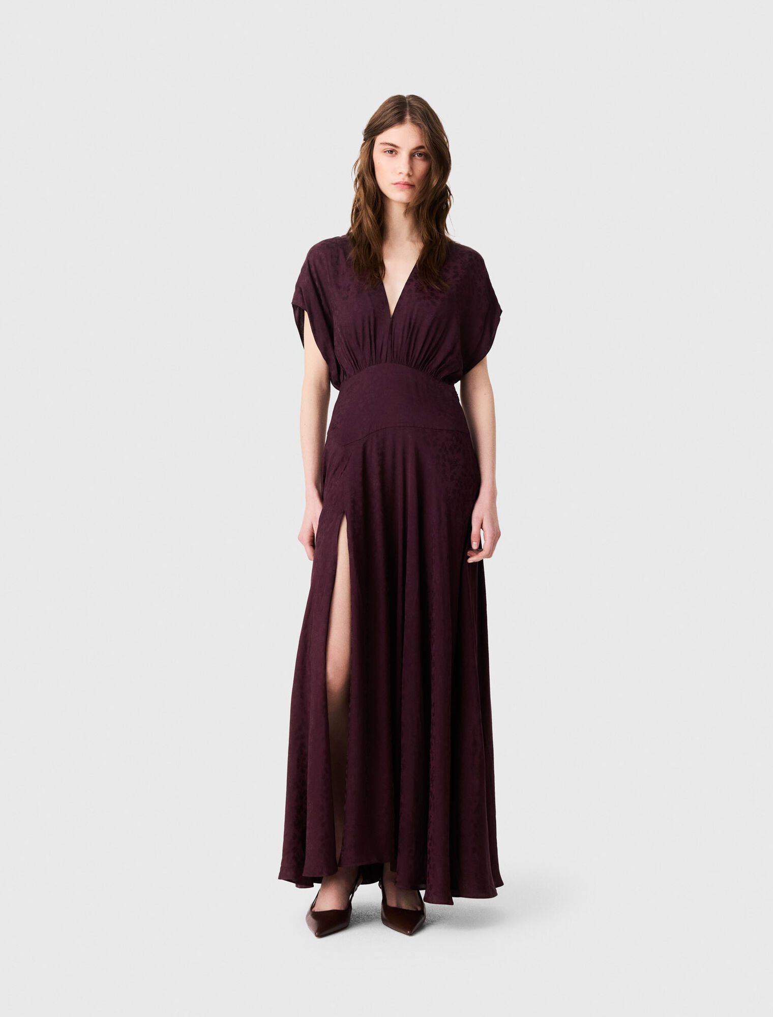 Đầm dài vải satin