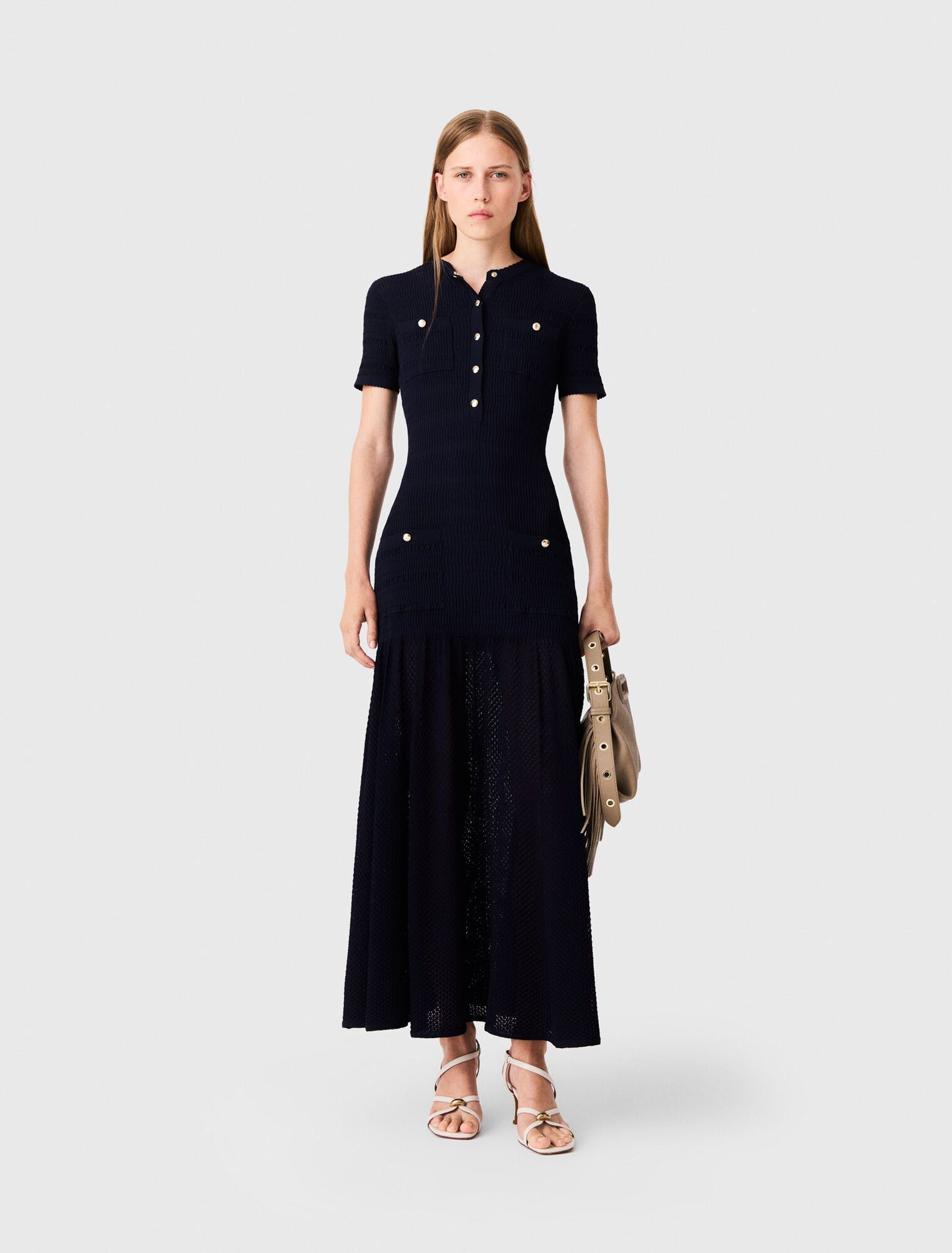 Đầm maxi dệt pointelle