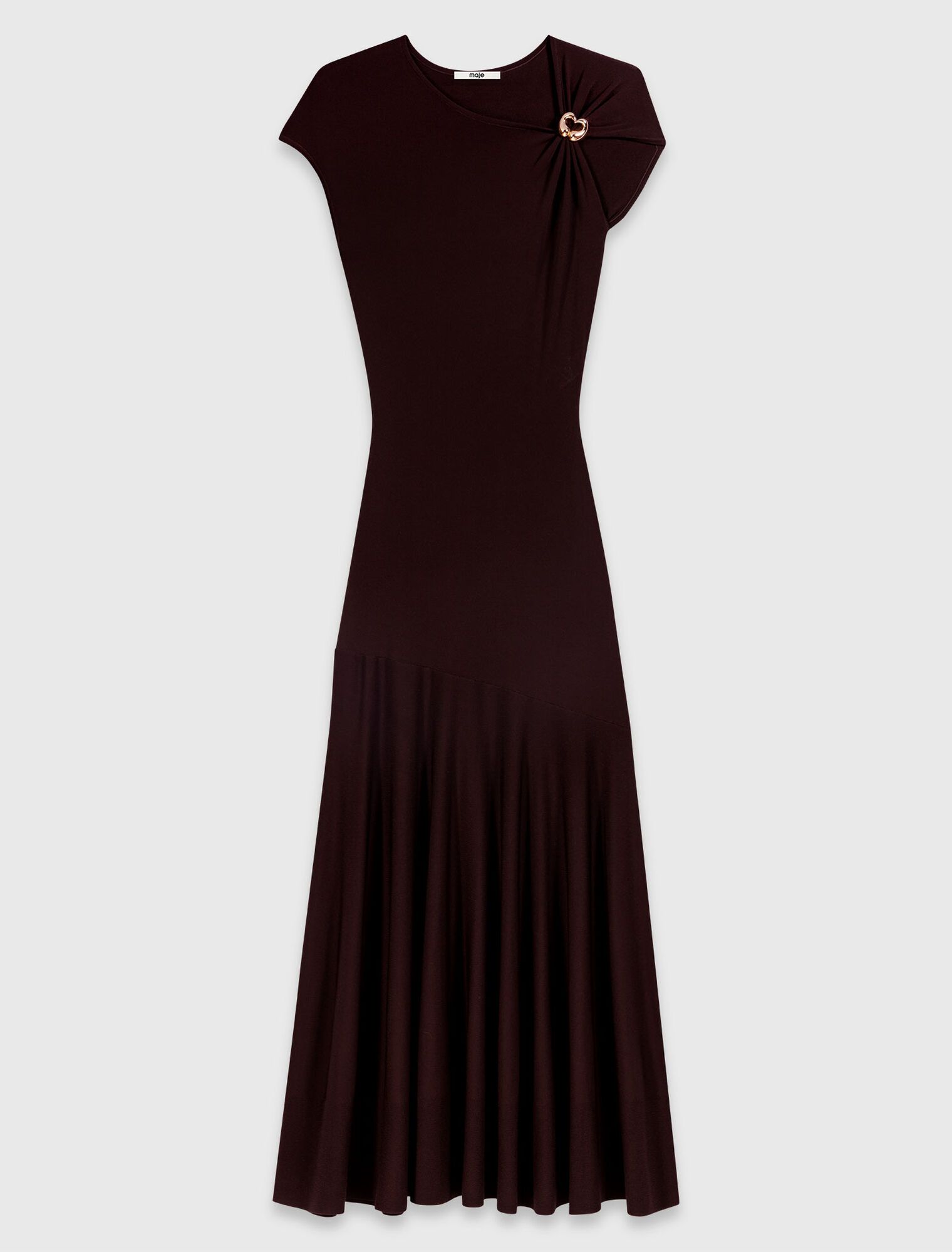 Đầm maxi lệch vai xếp drape