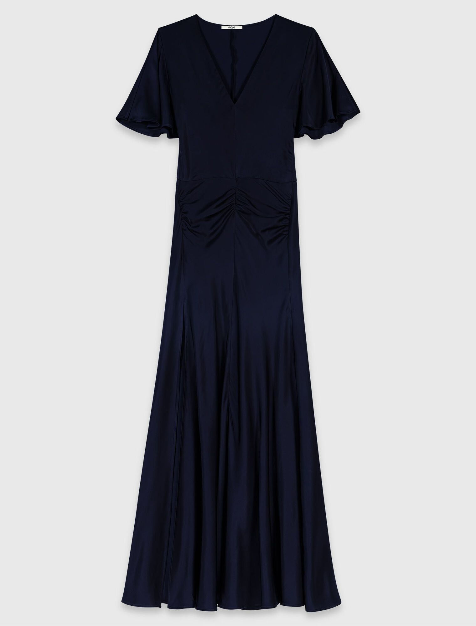 Đầm maxi satin xếp drape