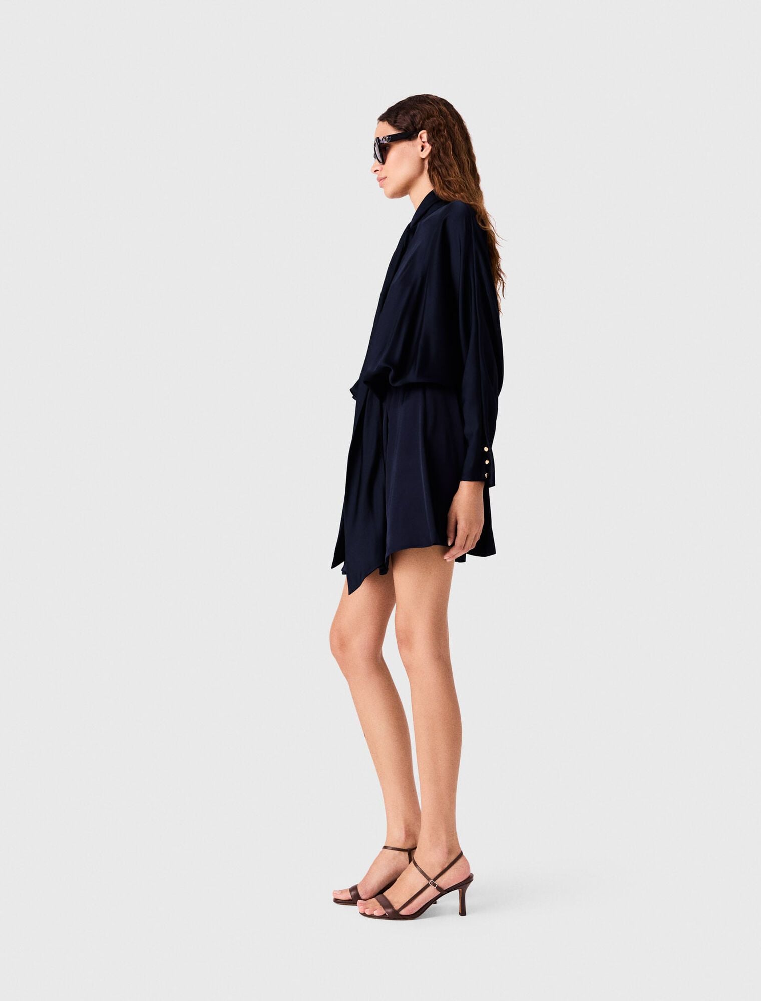 Đầm satin ngắn draped
