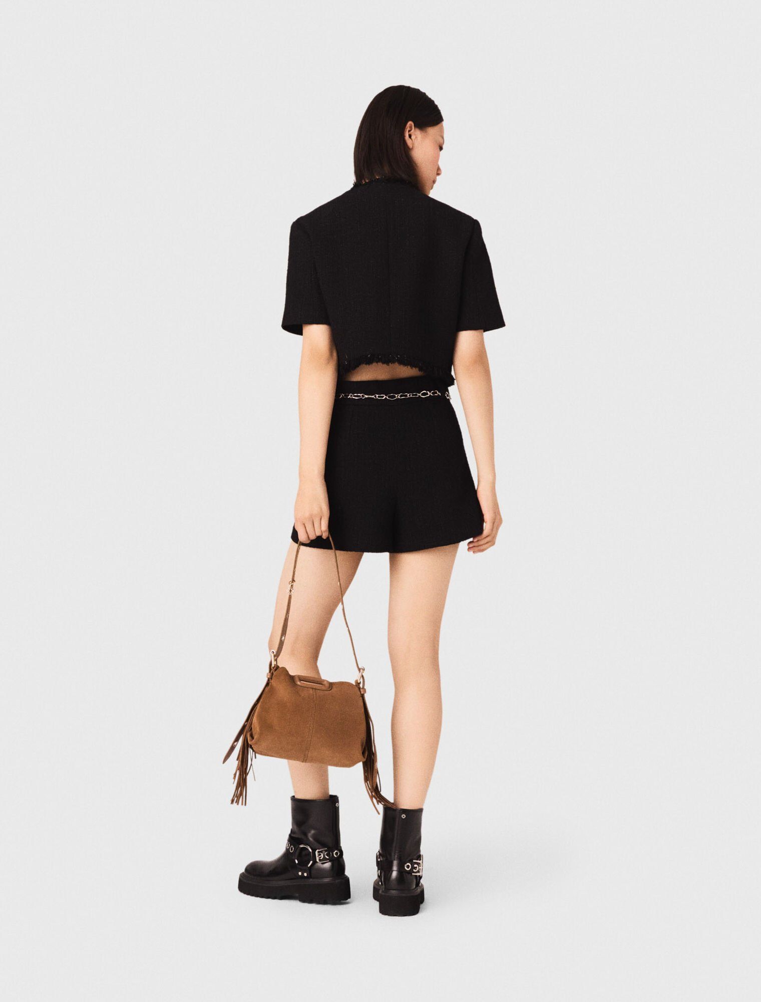 Maje - Quần short vải tweed bóng