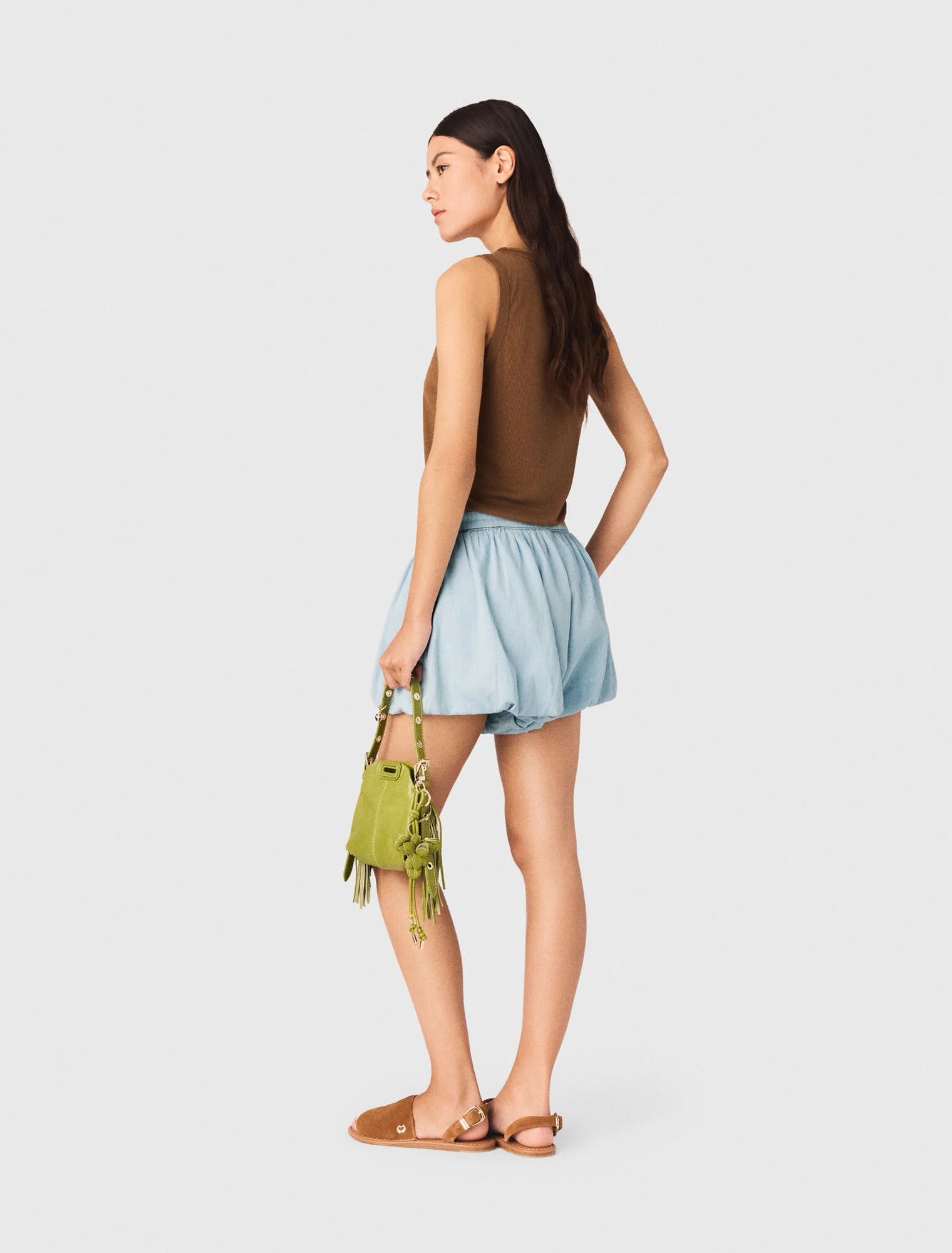 Maje - Quần skort chambray dáng balloon