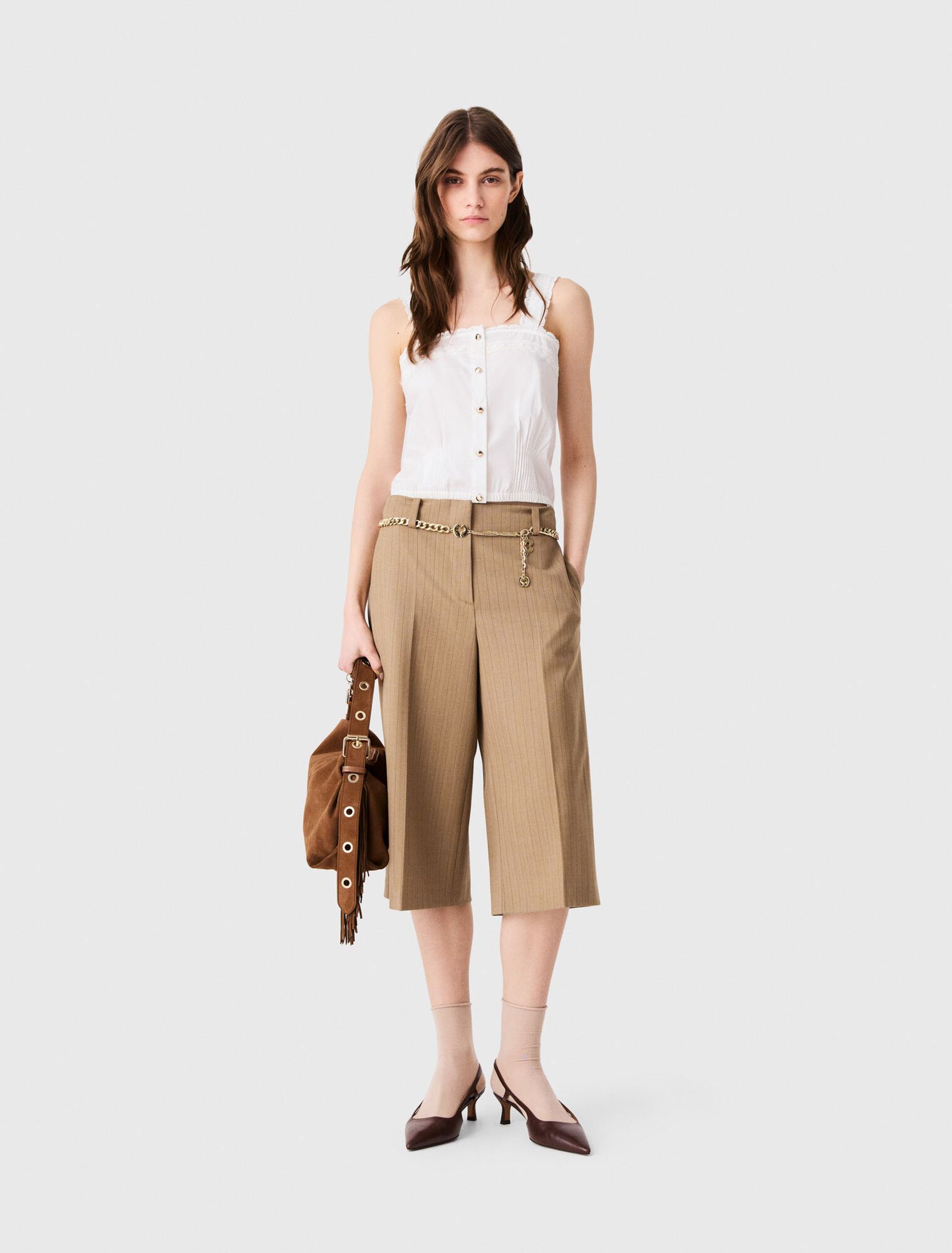 Quần Bermuda len xếp ly