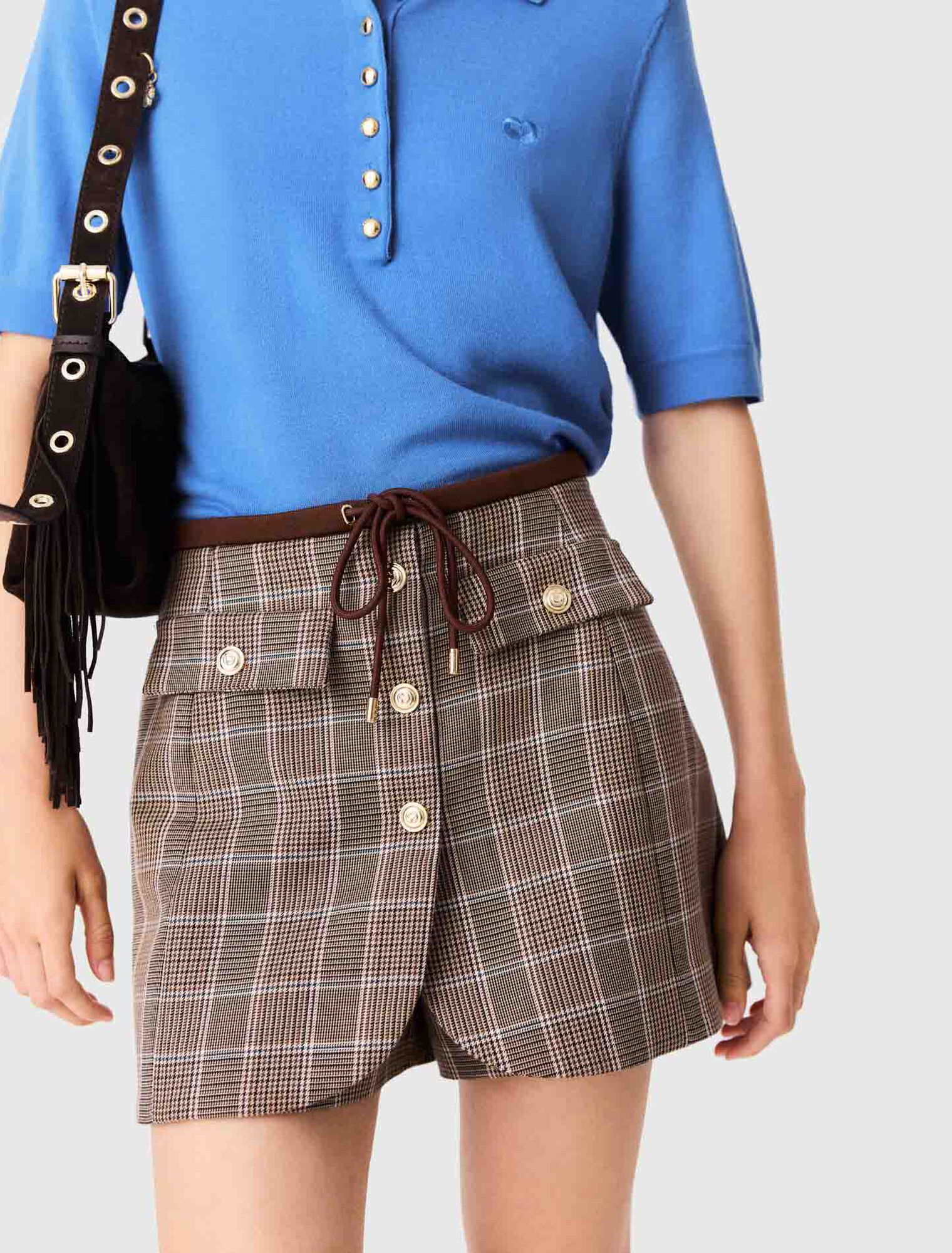 Maje - Quần short kẻ Prince of Wales