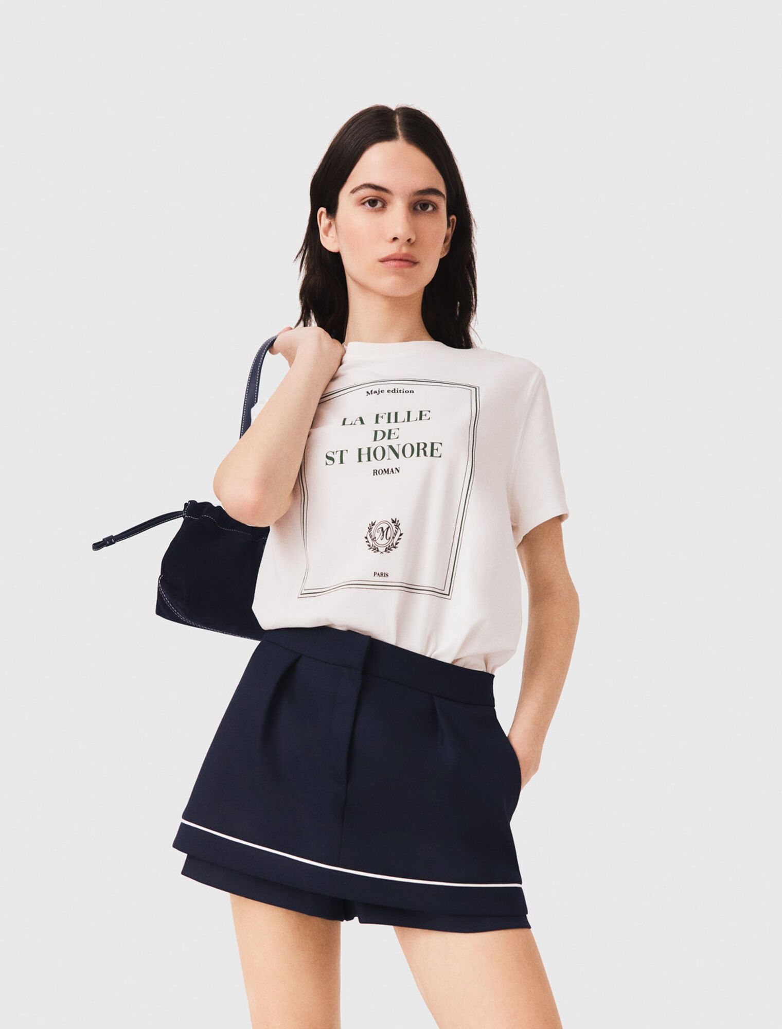 Maje - Quần short hiệu ứng xếp lớp