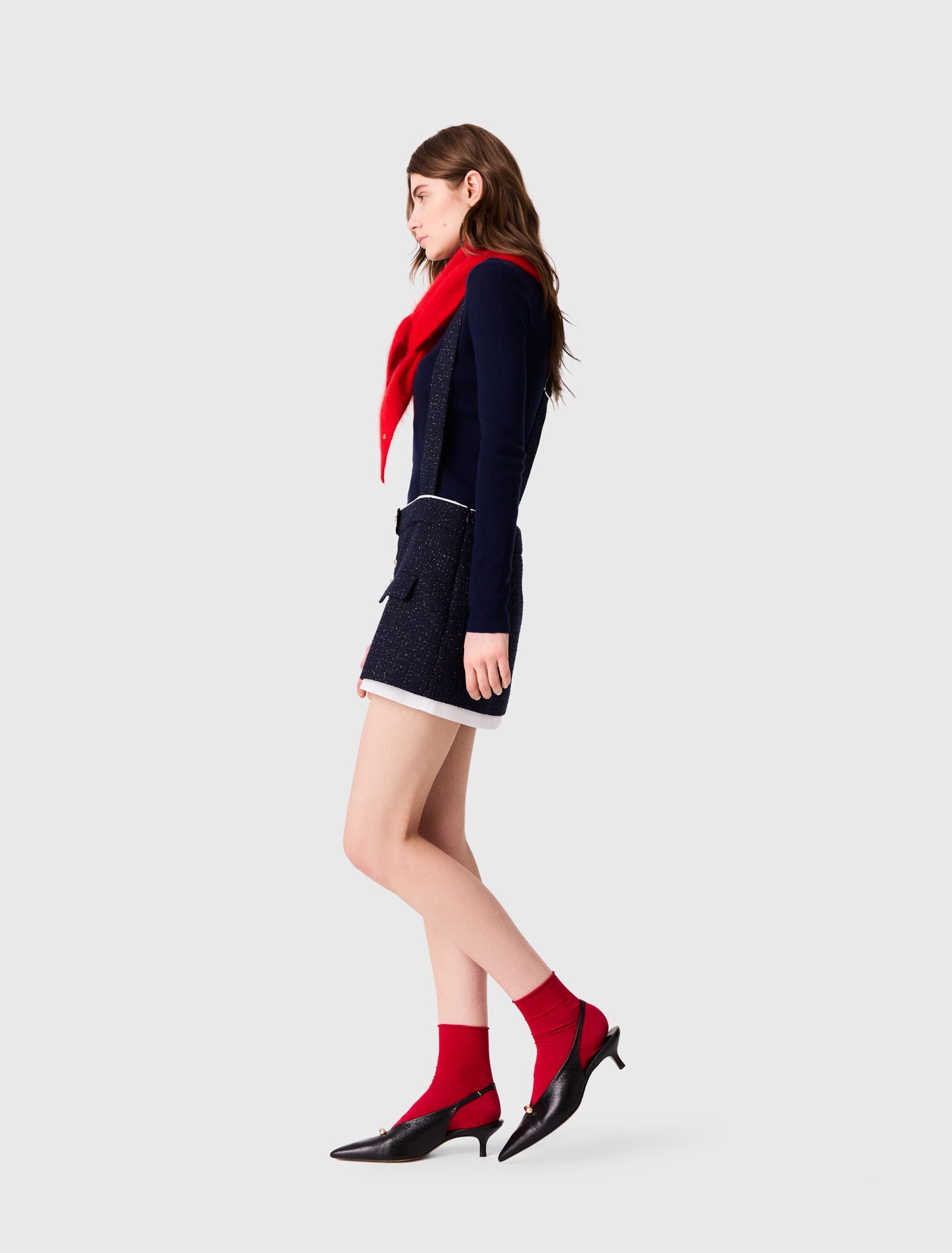 Quần shorts tweed tương phản
