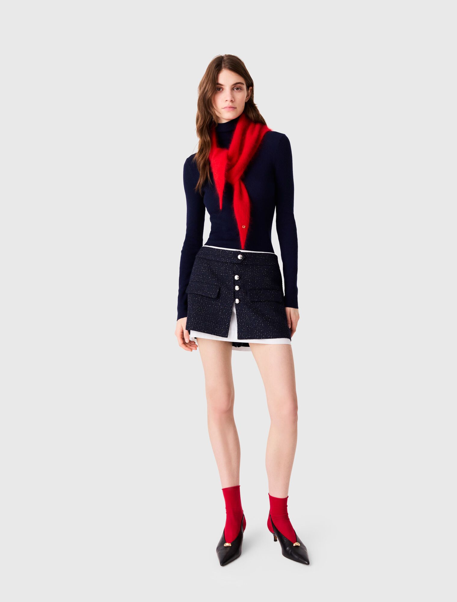 Quần shorts tweed tương phản