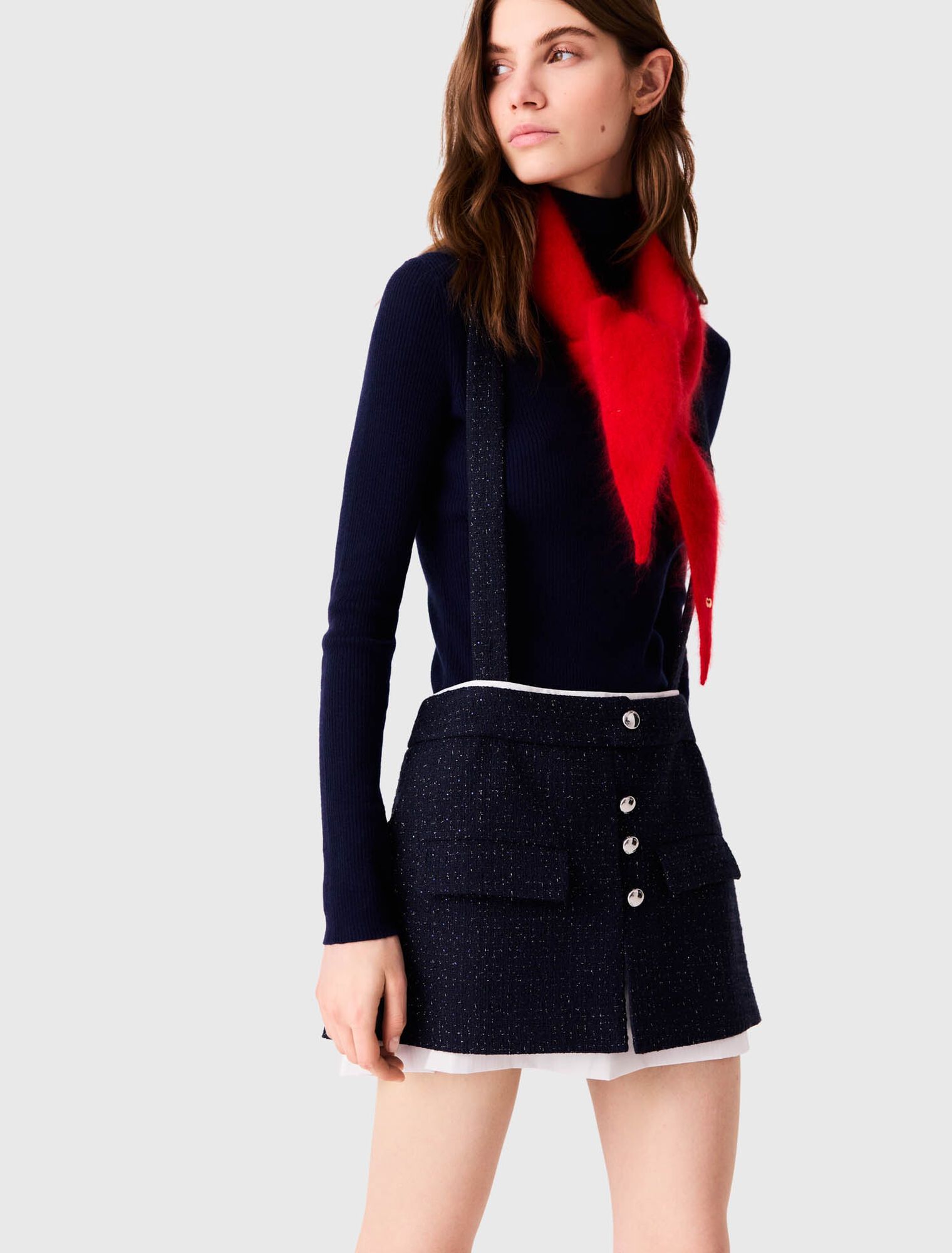 Quần shorts tweed tương phản