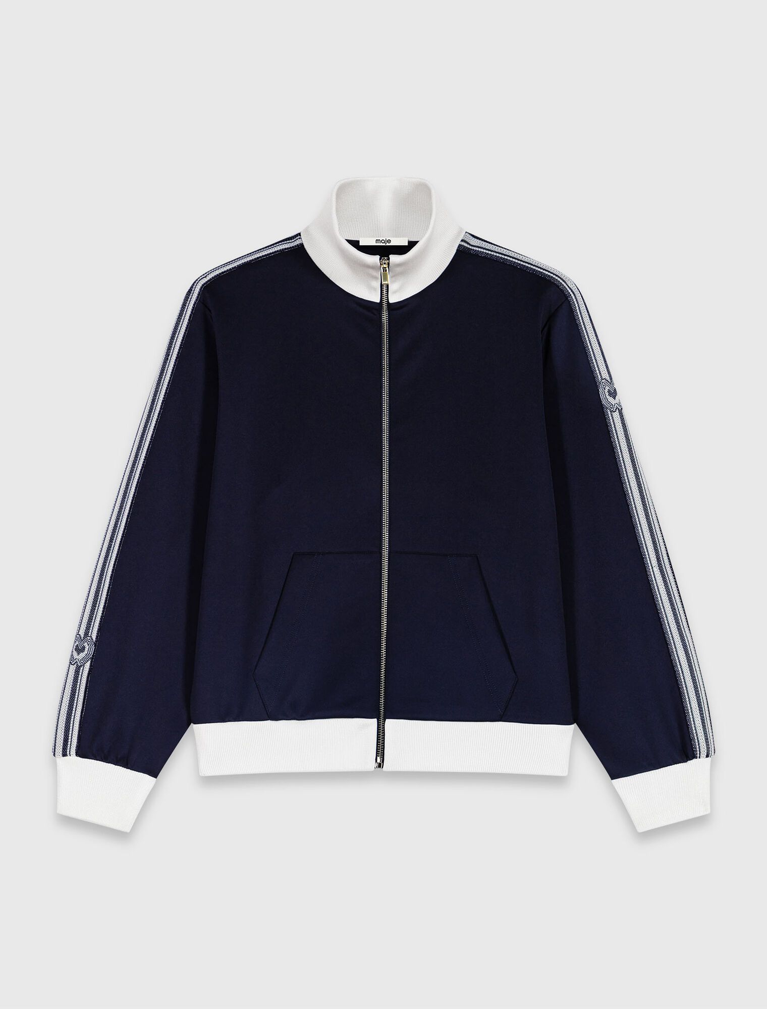 Áo sweatshirt khóa kéo phối sọc
