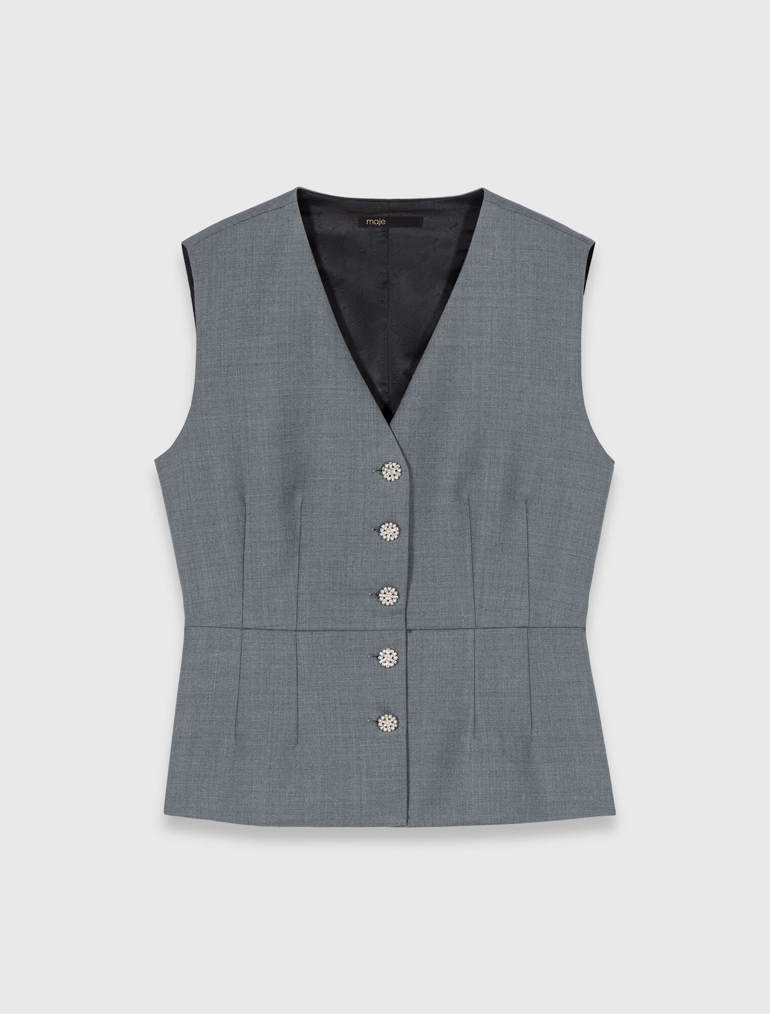 Maje - Áo vest cài khuy đính đá