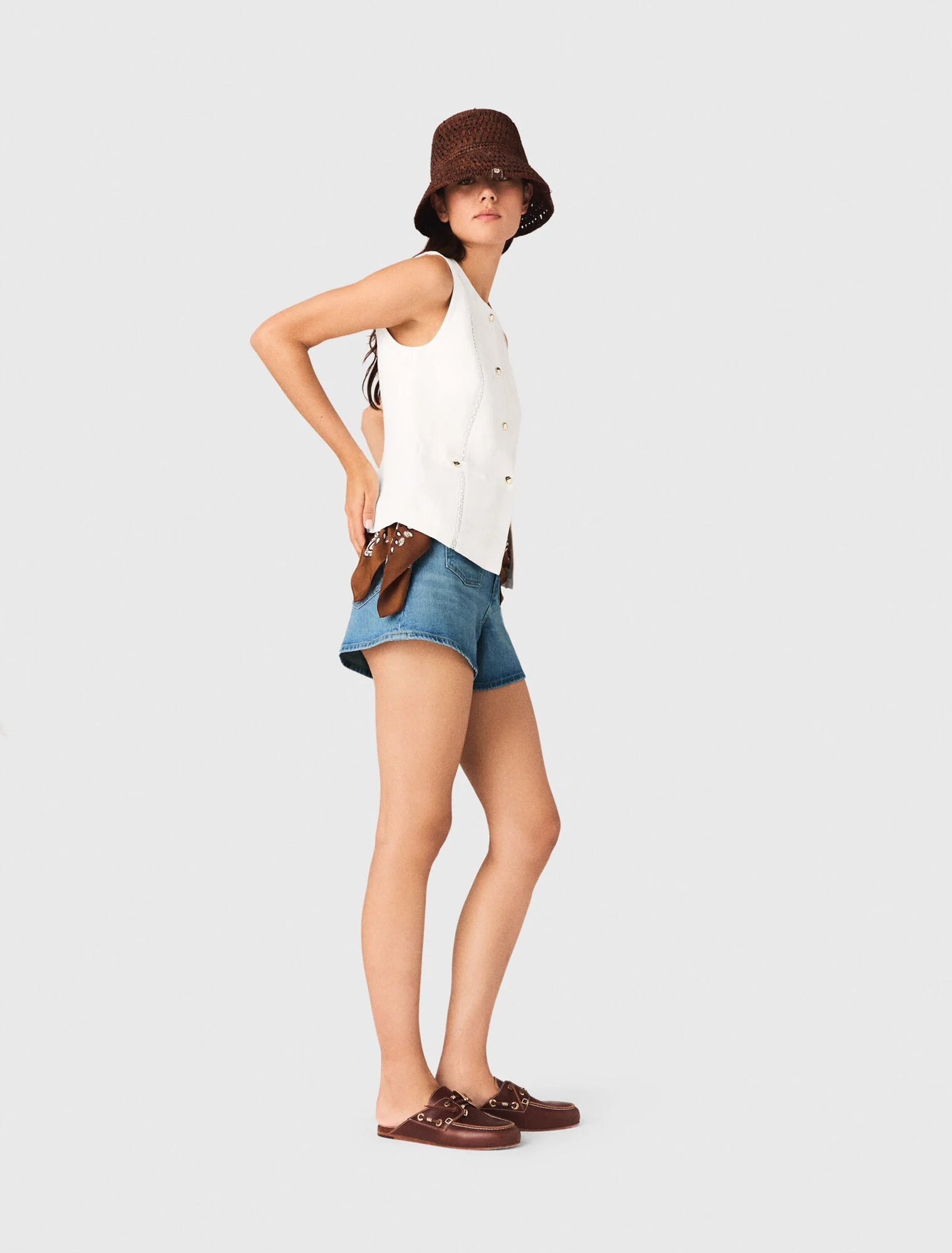 Maje - Áo khoác vải linen pha thêu