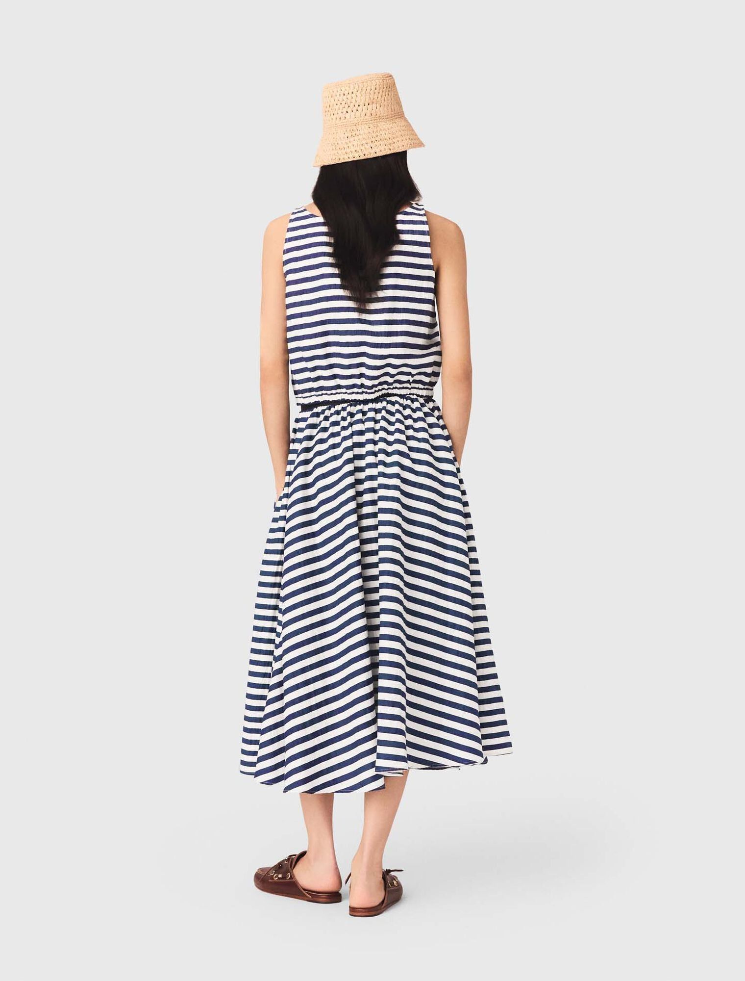 Maje - Áo croptop kẻ sọc Breton phối linen