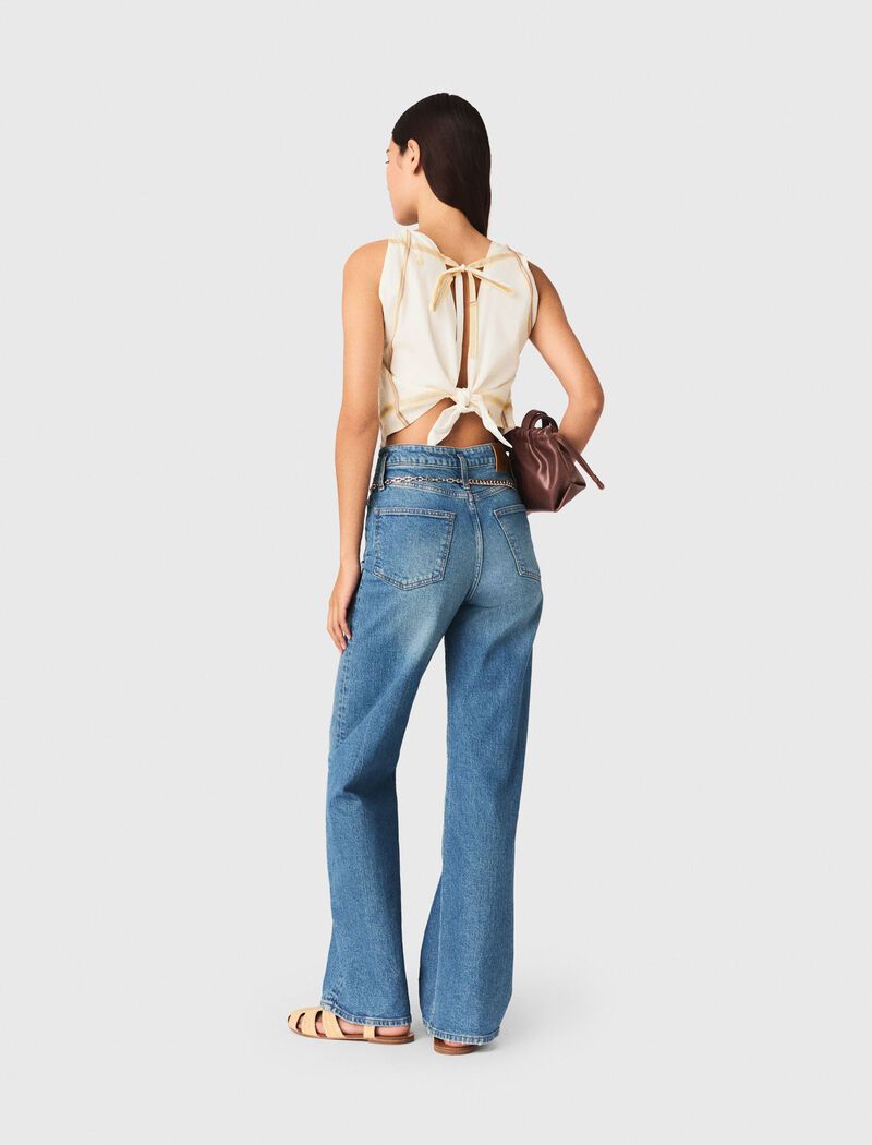 Maje - Áo croptop hở lưng in họa tiết