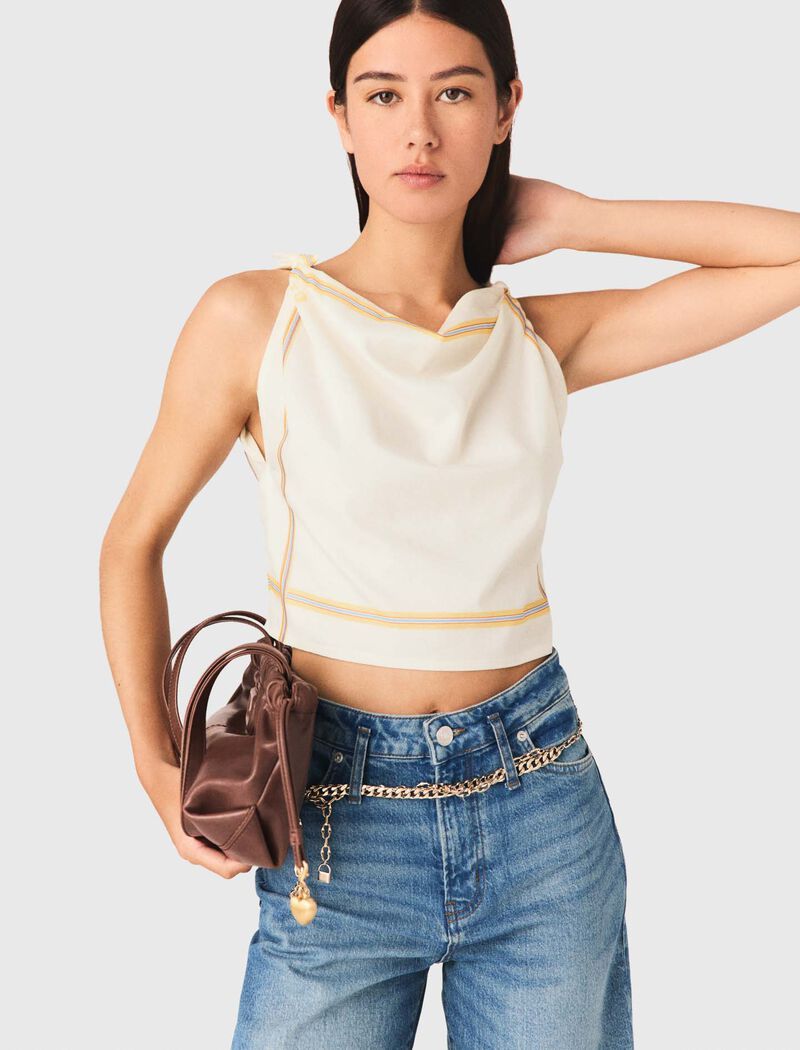 Maje - Áo croptop hở lưng in họa tiết