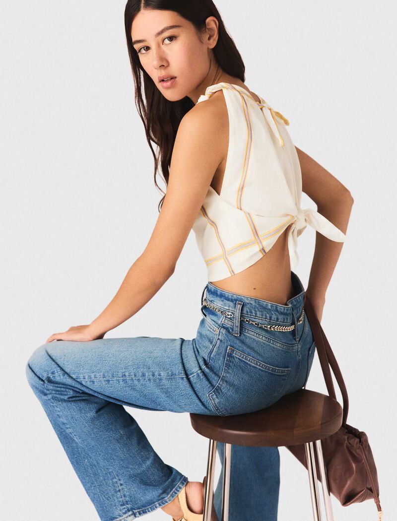 Maje - Áo croptop hở lưng in họa tiết
