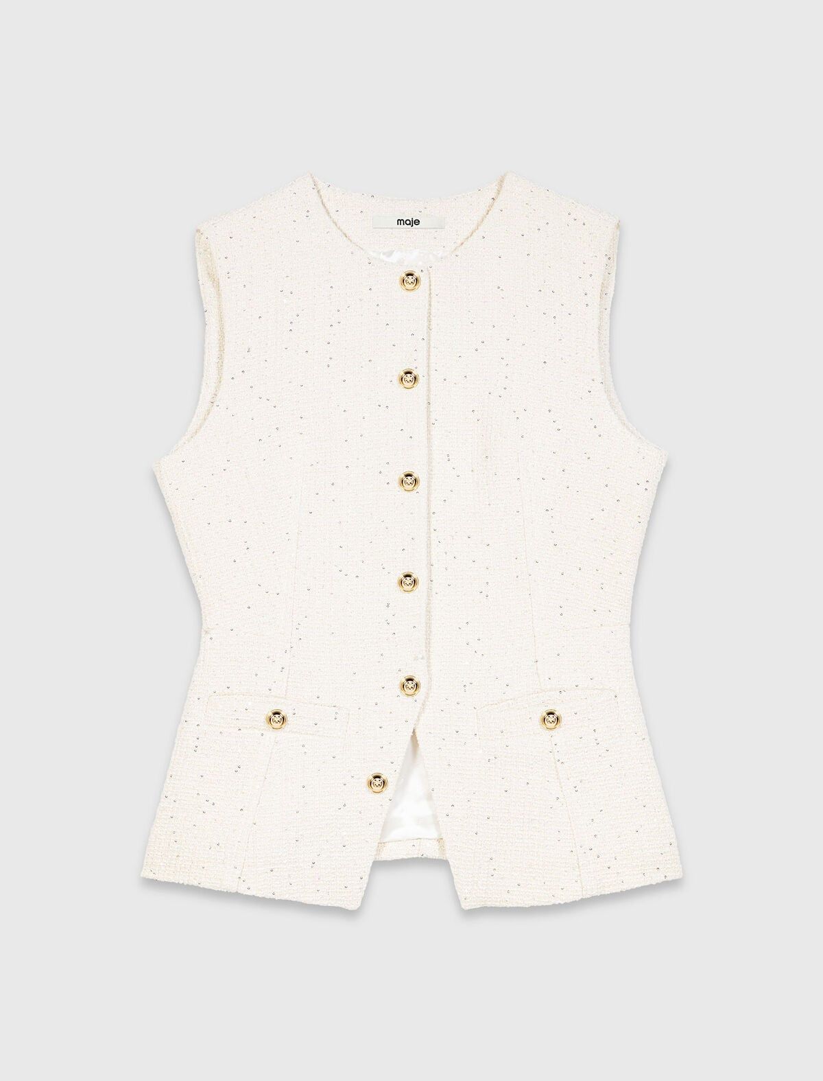 Áo khoác gile vải tweed