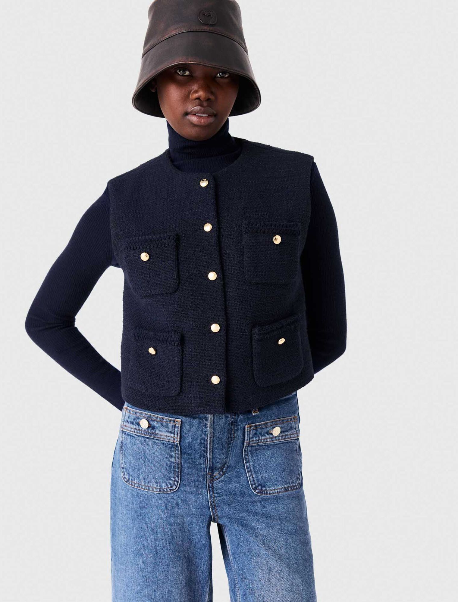 Maje - Áo gile tweed không tay