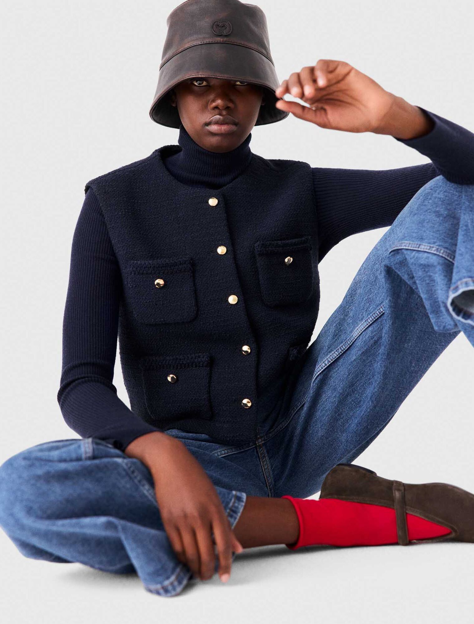 Maje - Áo gile tweed không tay