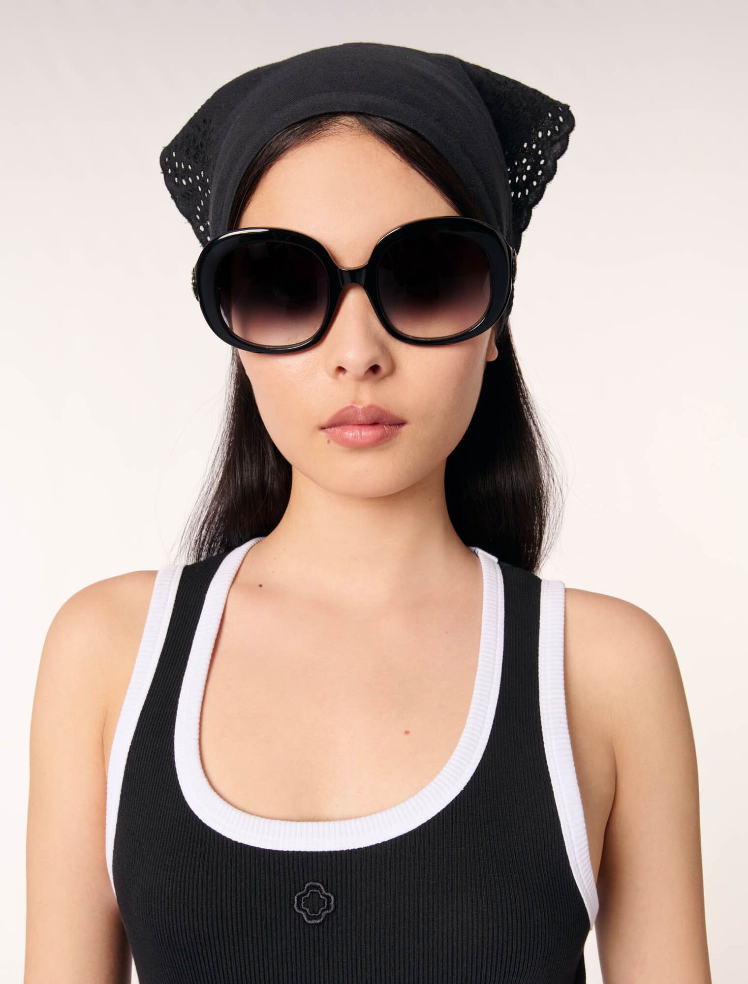 Maje - Áo tanktop dệt kim len gân phối viền