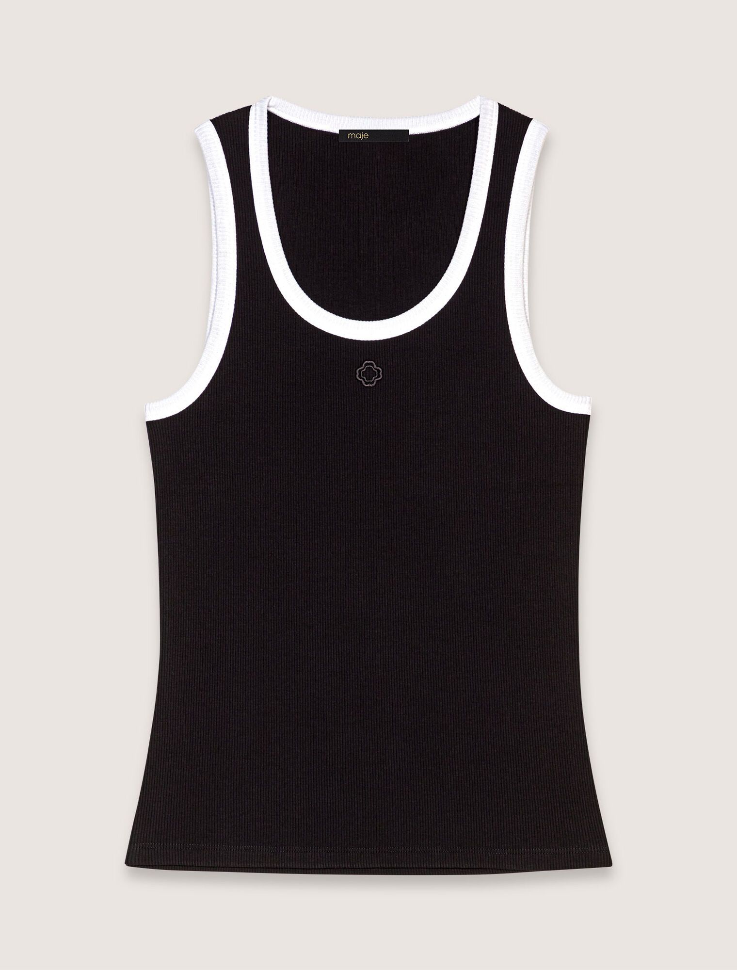 Áo tanktop dệt kim len gân phối viền