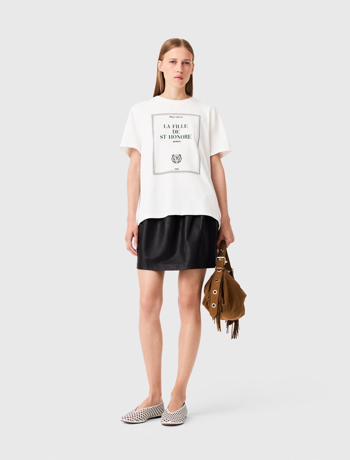 Maje - Áo thun hoạ tiết dáng oversize