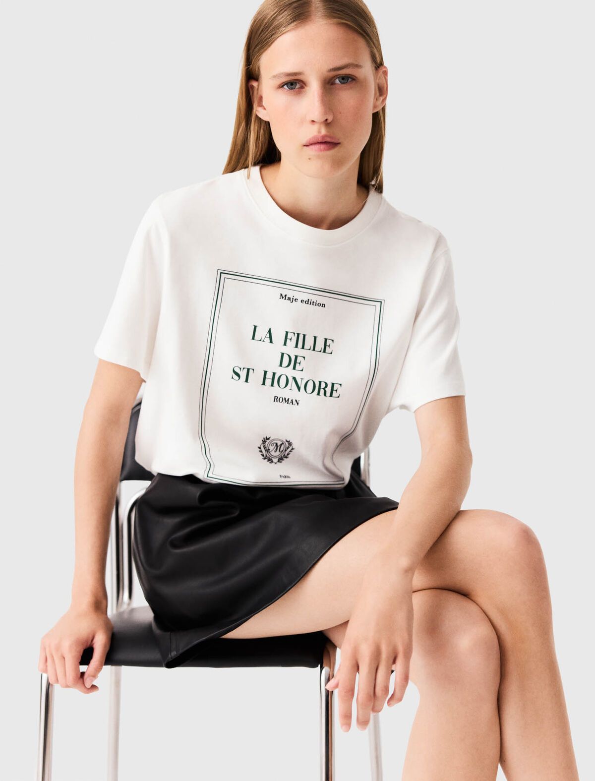 Maje - Áo thun hoạ tiết dáng oversize