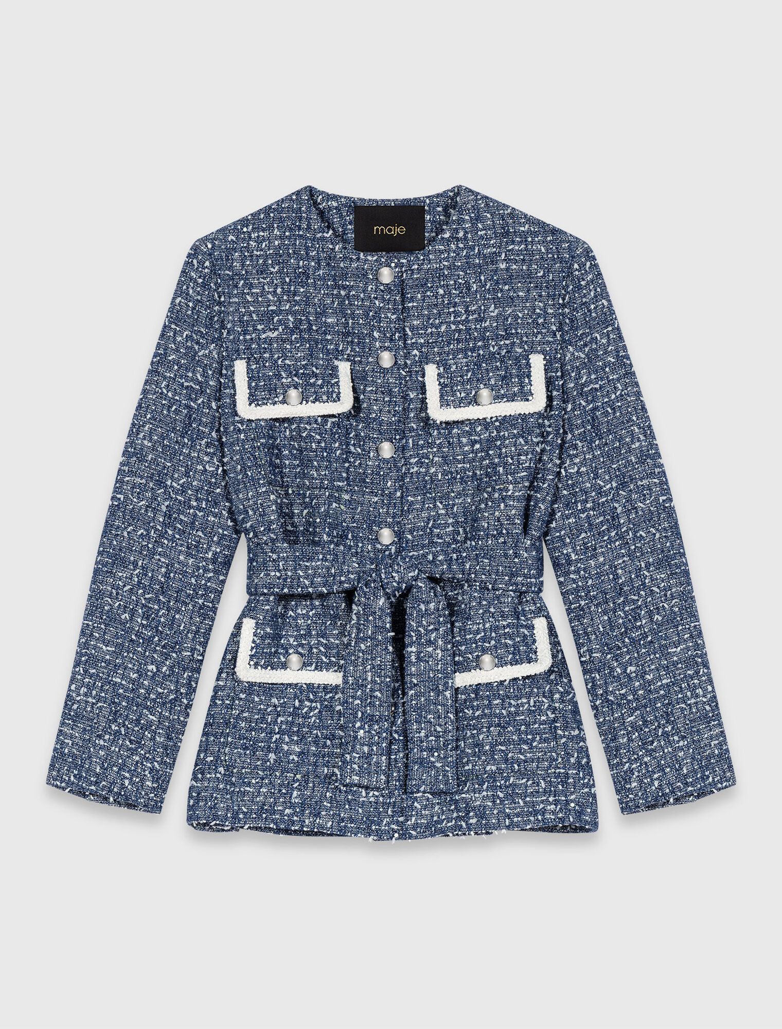 Maje - Áo khoác tweed 4 túi kèm thắt lưng