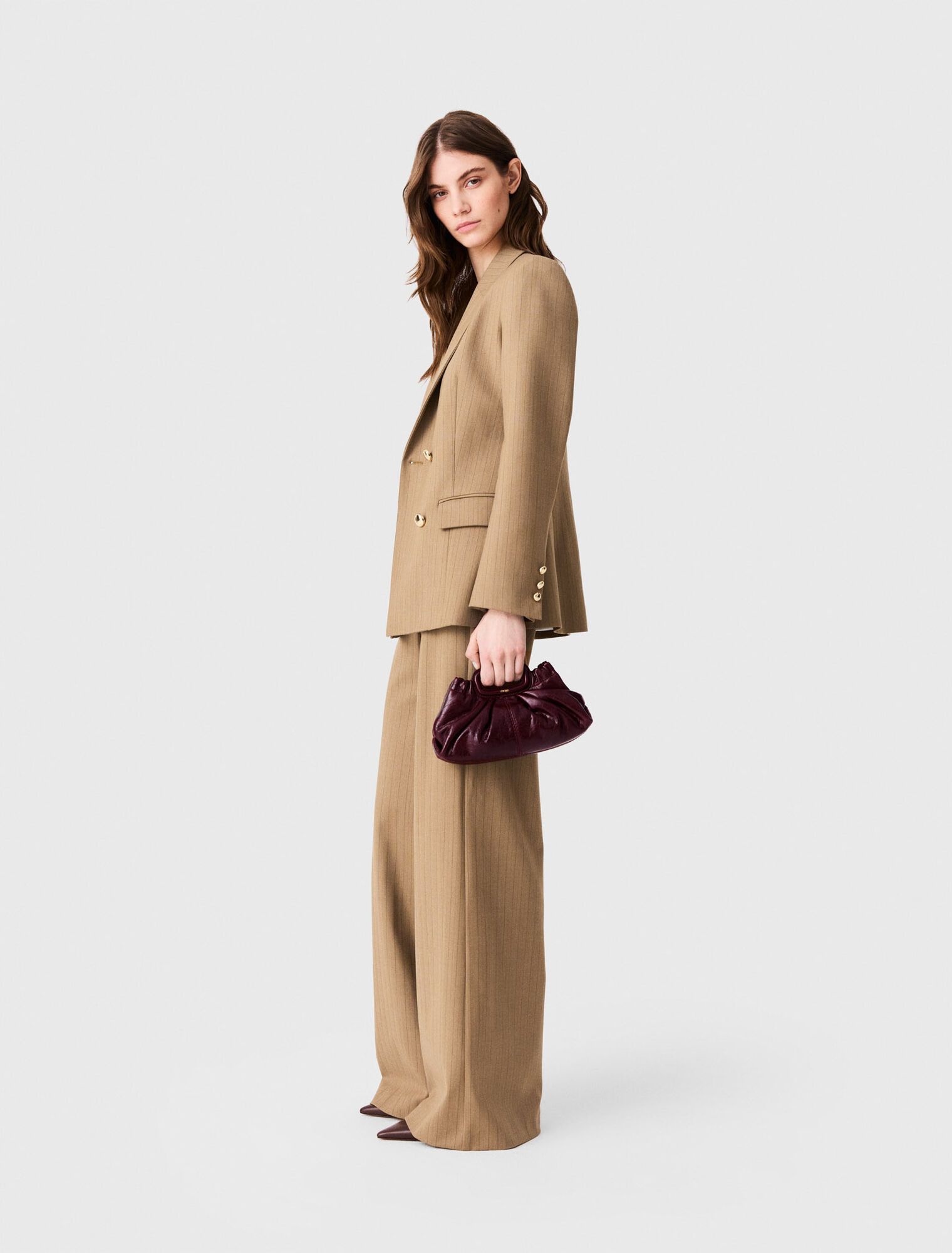 Maje - Áo blazer len kẻ