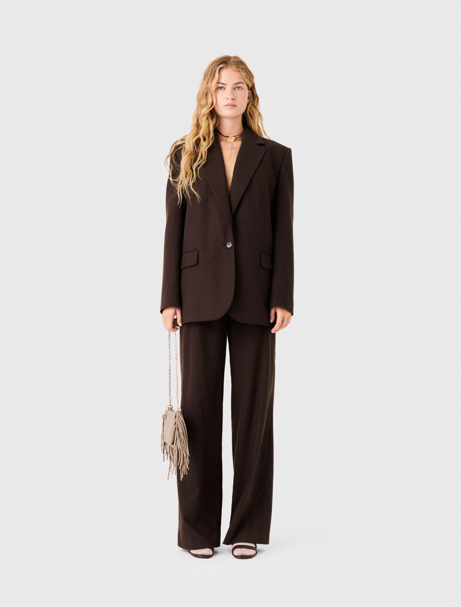 Áo blazer đính rhinestone