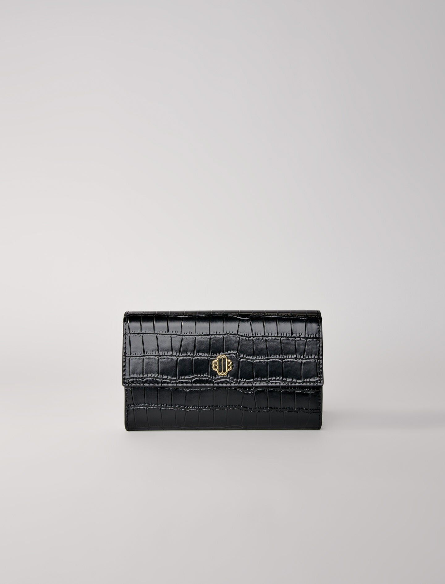 Maje - Túi clutch da bóng vân da cá sấu