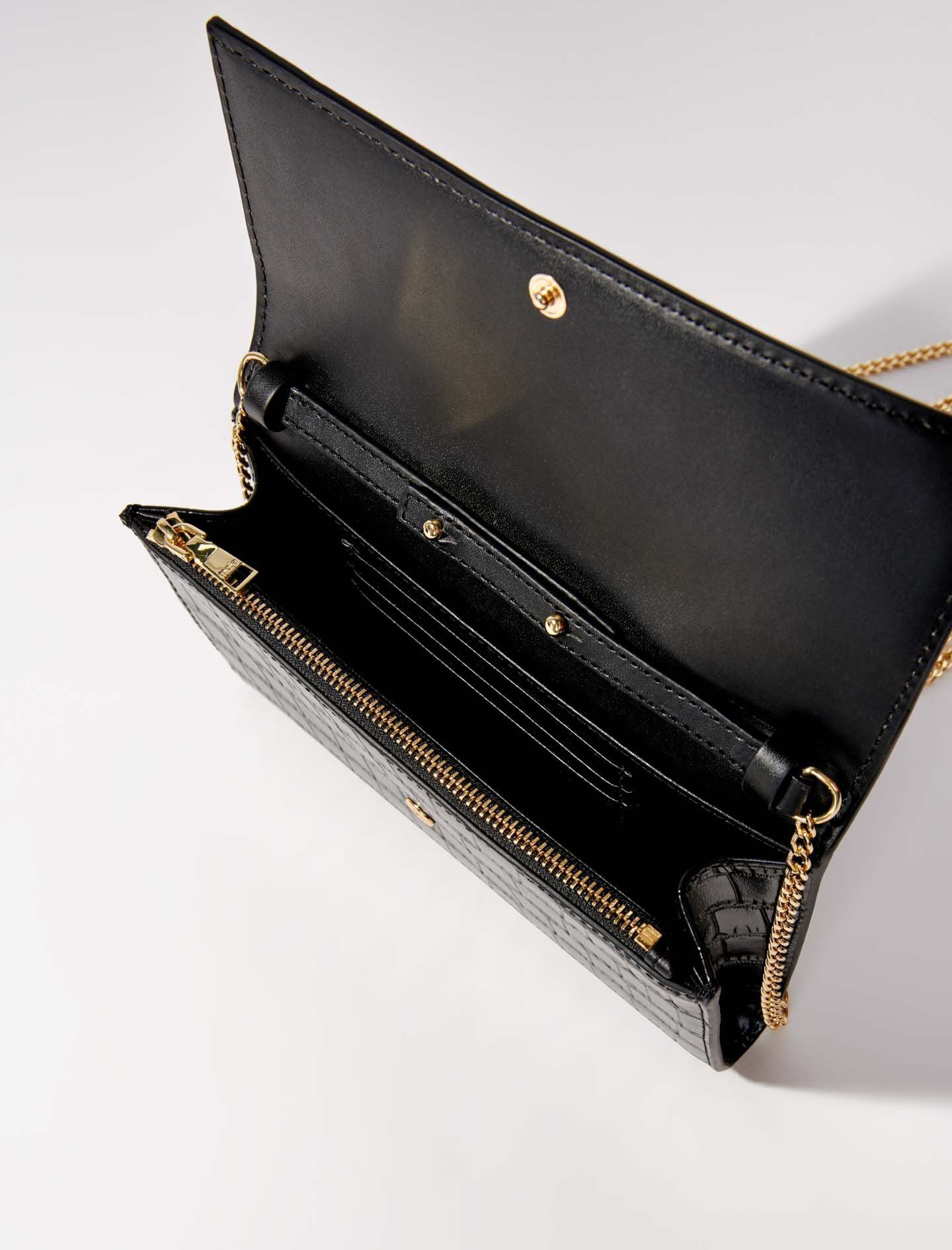 Maje - Túi clutch da bóng vân da cá sấu