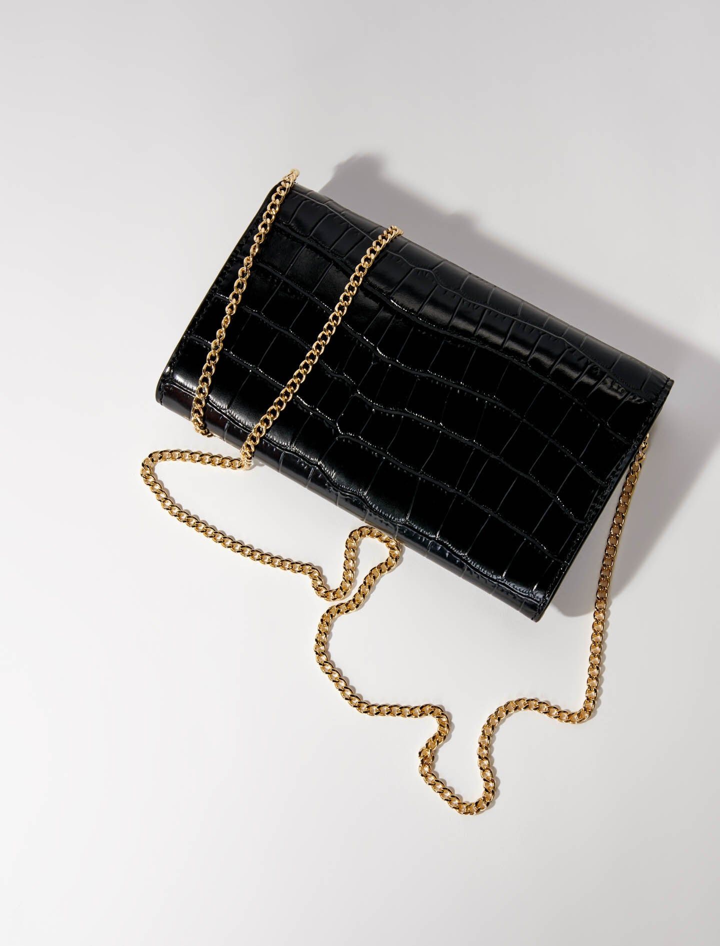 Maje - Túi clutch da bóng vân da cá sấu