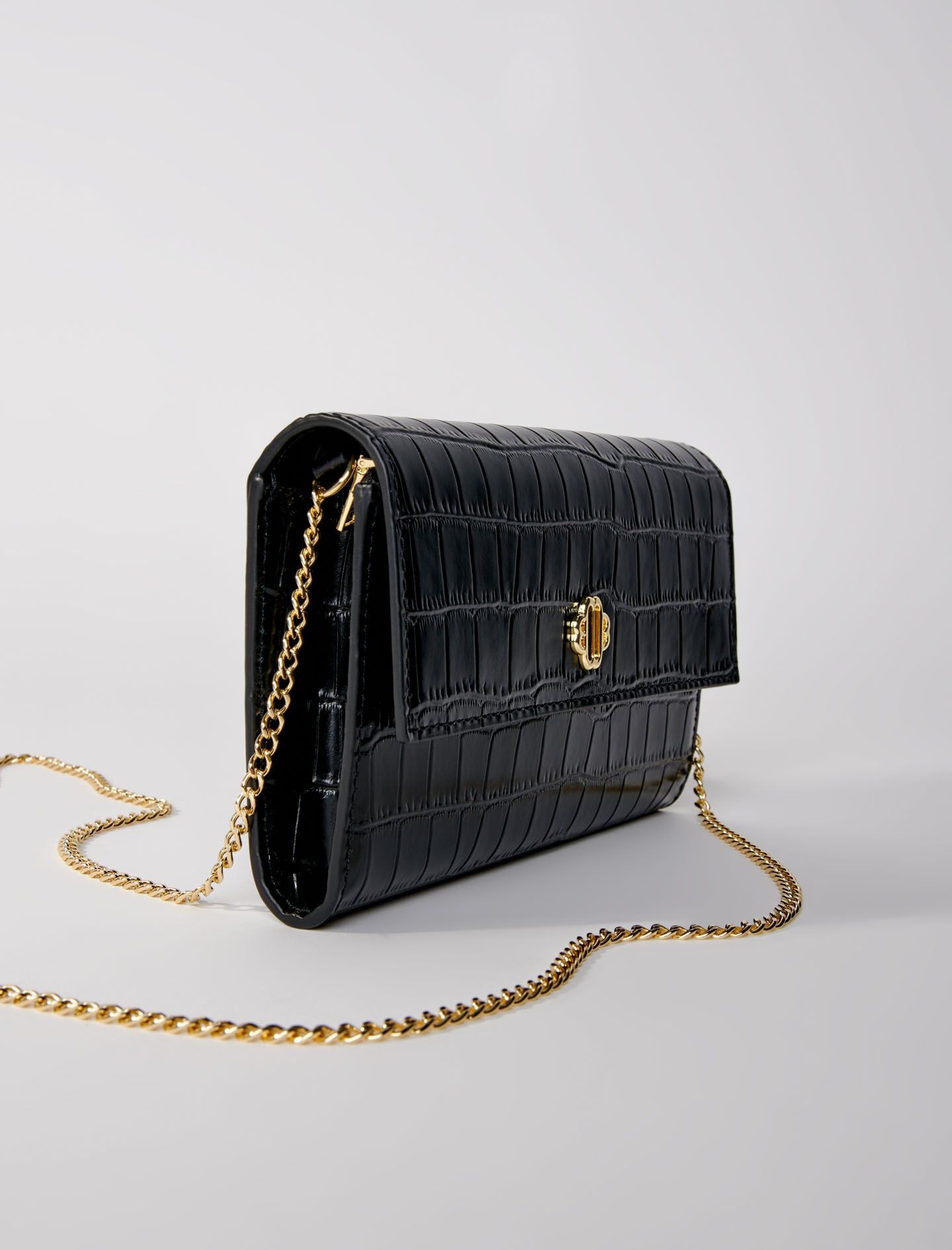 Maje - Túi clutch da bóng vân da cá sấu