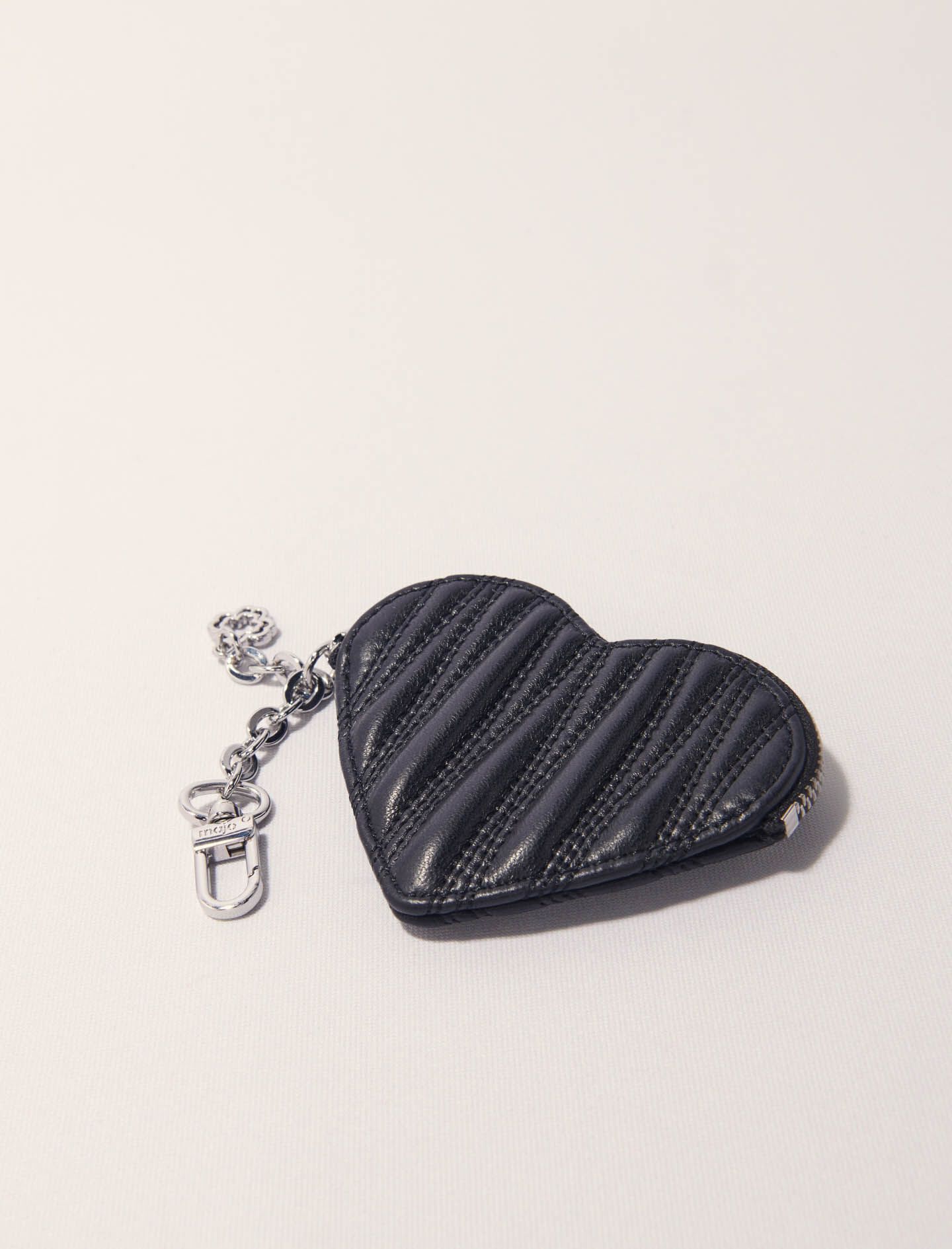 Maje - Ví da mini key chain trái tim chần bông