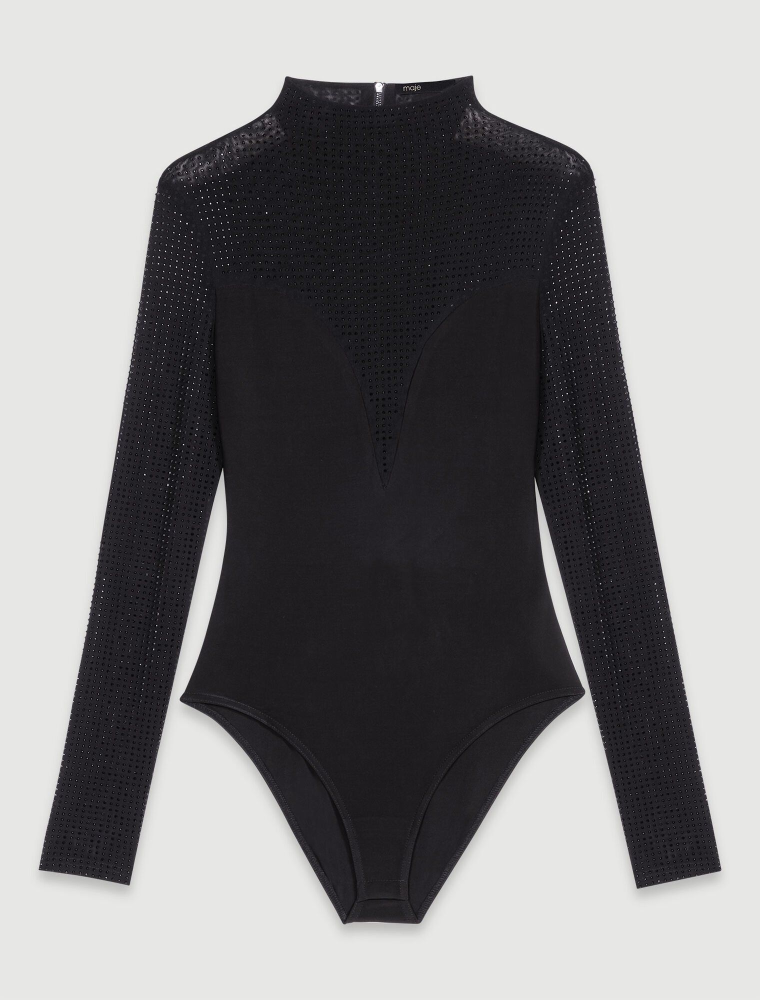 Áo bodysuit dài tay đính đá