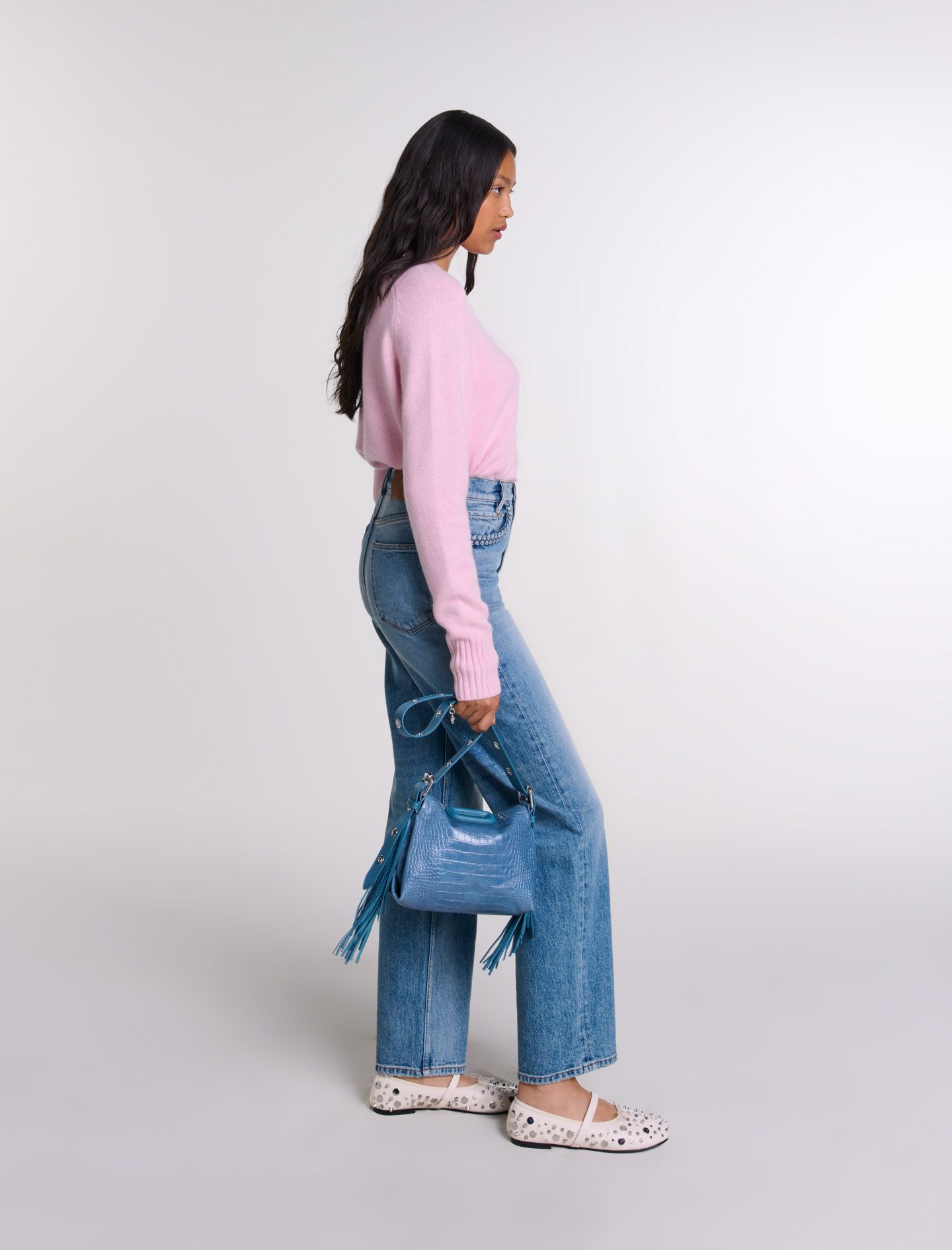 Maje - Quần jeans ống đứng phối viền bện