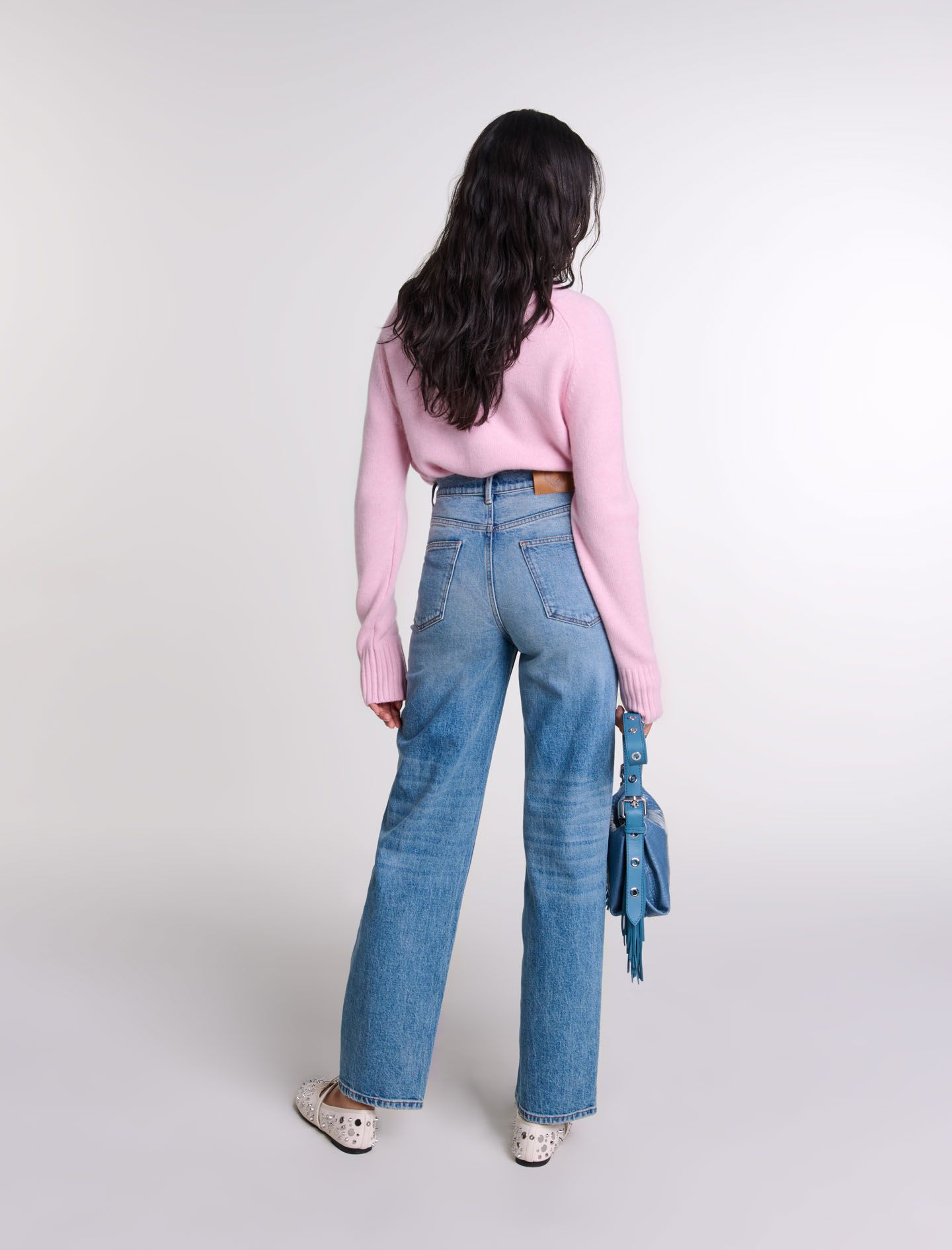 Maje - Quần jeans ống đứng phối viền bện