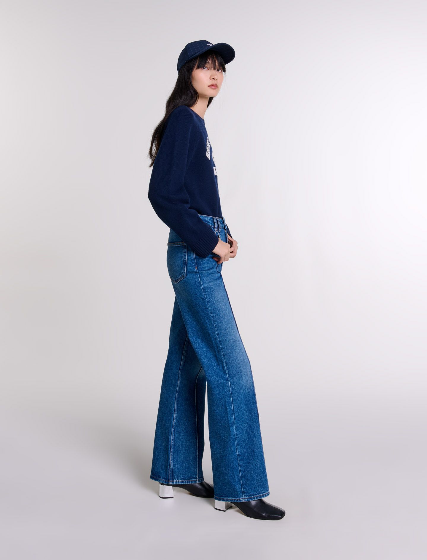 Maje - Quần jeans ống dứng đường gân trước