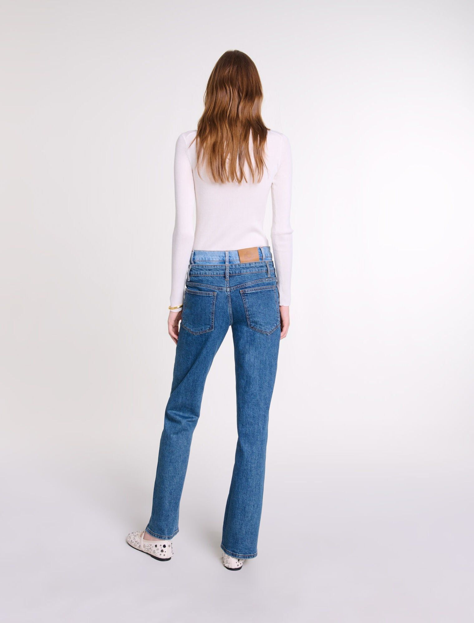 Maje - Quần jeans cạp đôi ống đứng