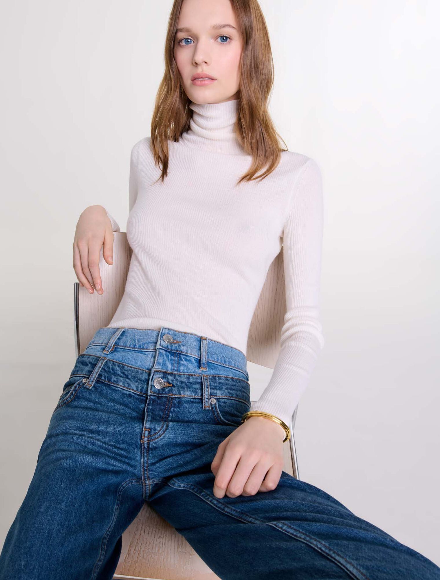 Maje - Quần jeans cạp đôi ống đứng