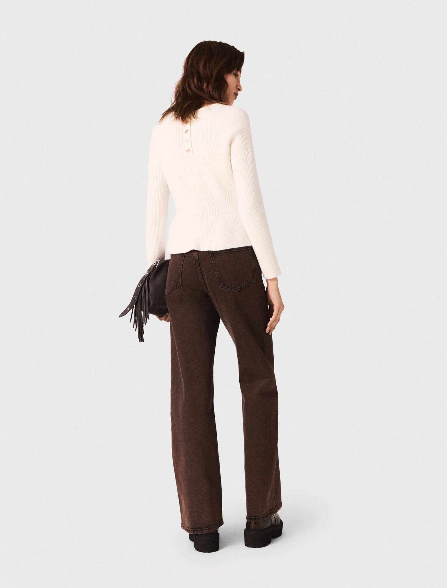 Maje - Quần jeans ống loe kèm dây xích